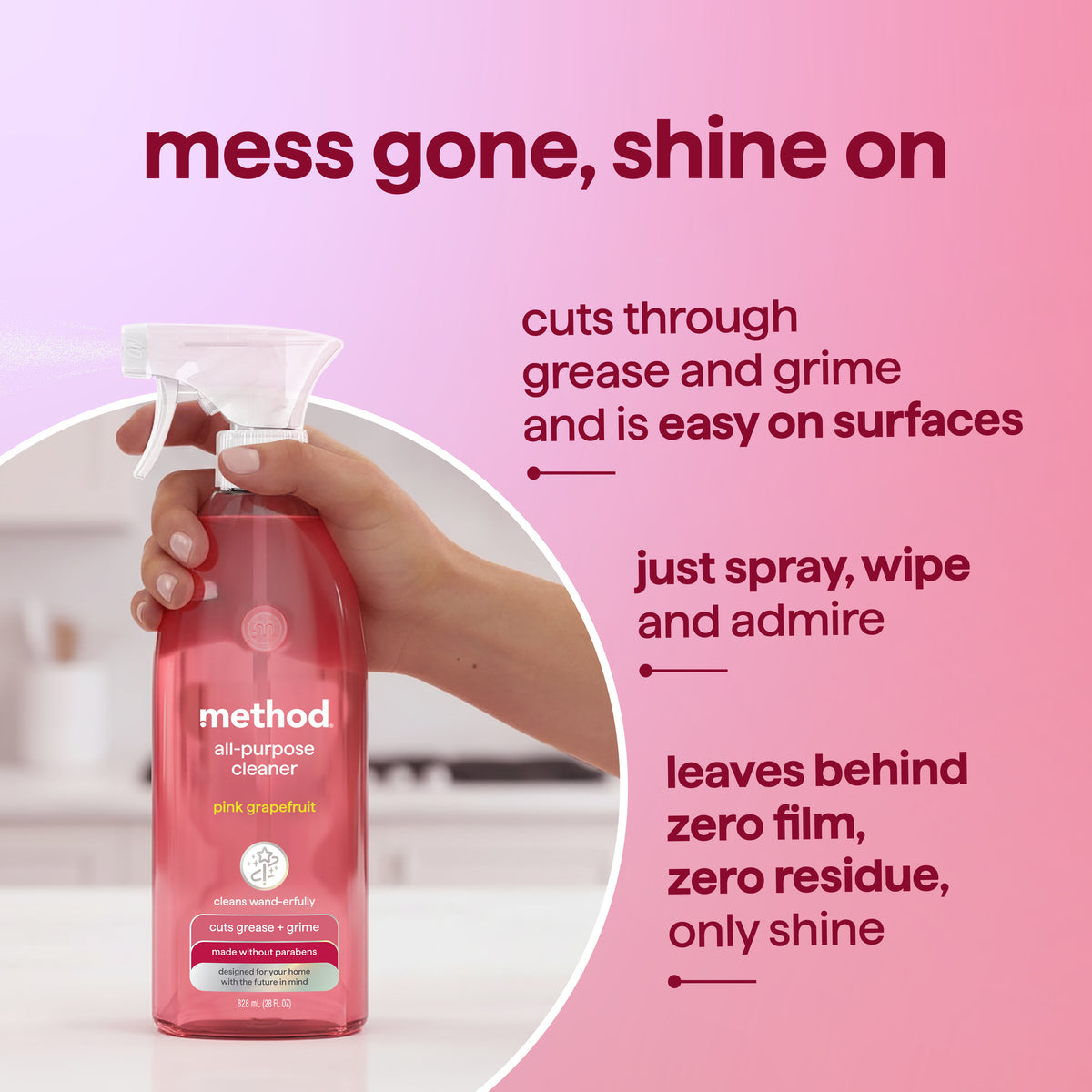 Method Pink method | All-Purpose Cleaner, Pink Grapefruit, 28 fl oz – method products