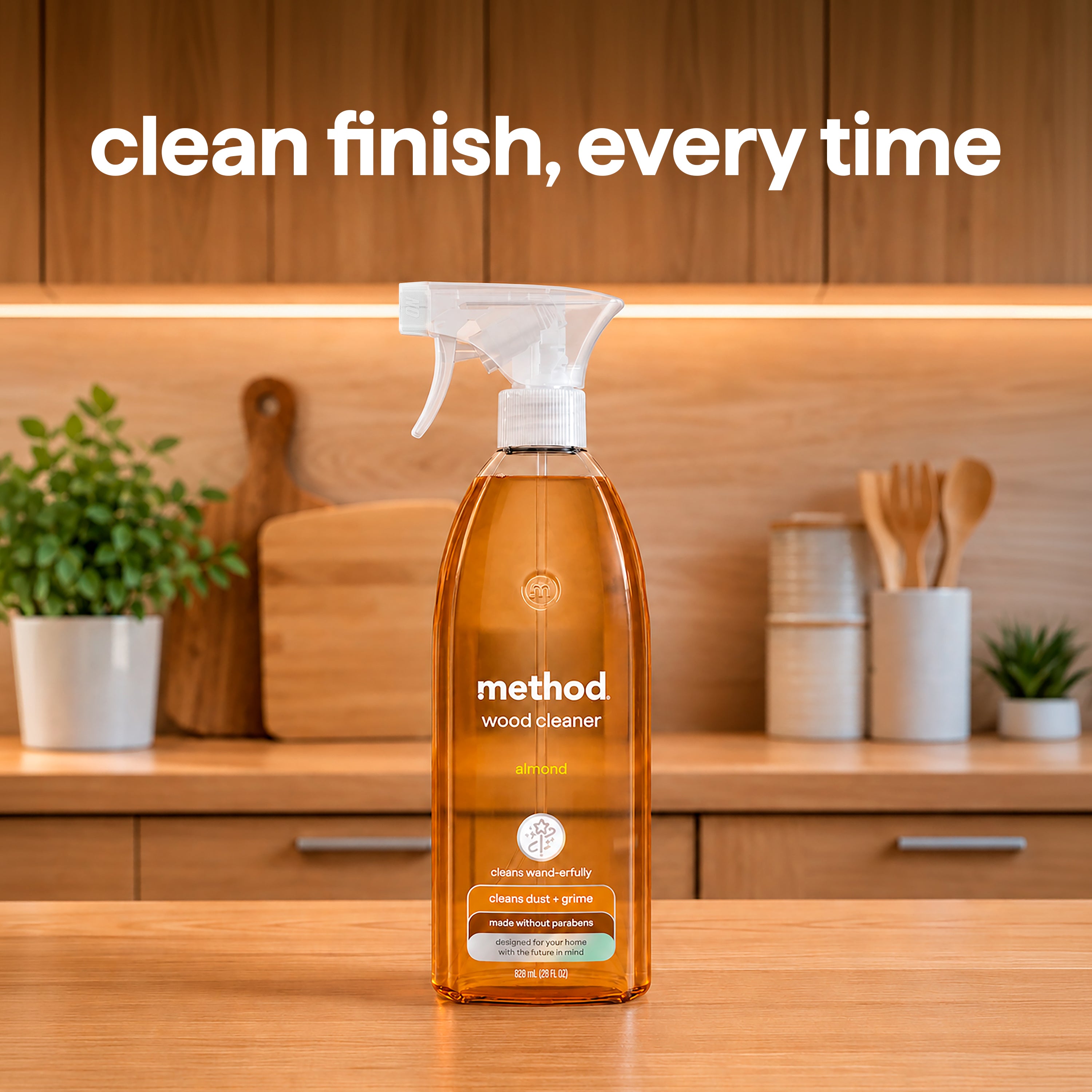 daily wood cleaner - almond, 28 fl oz