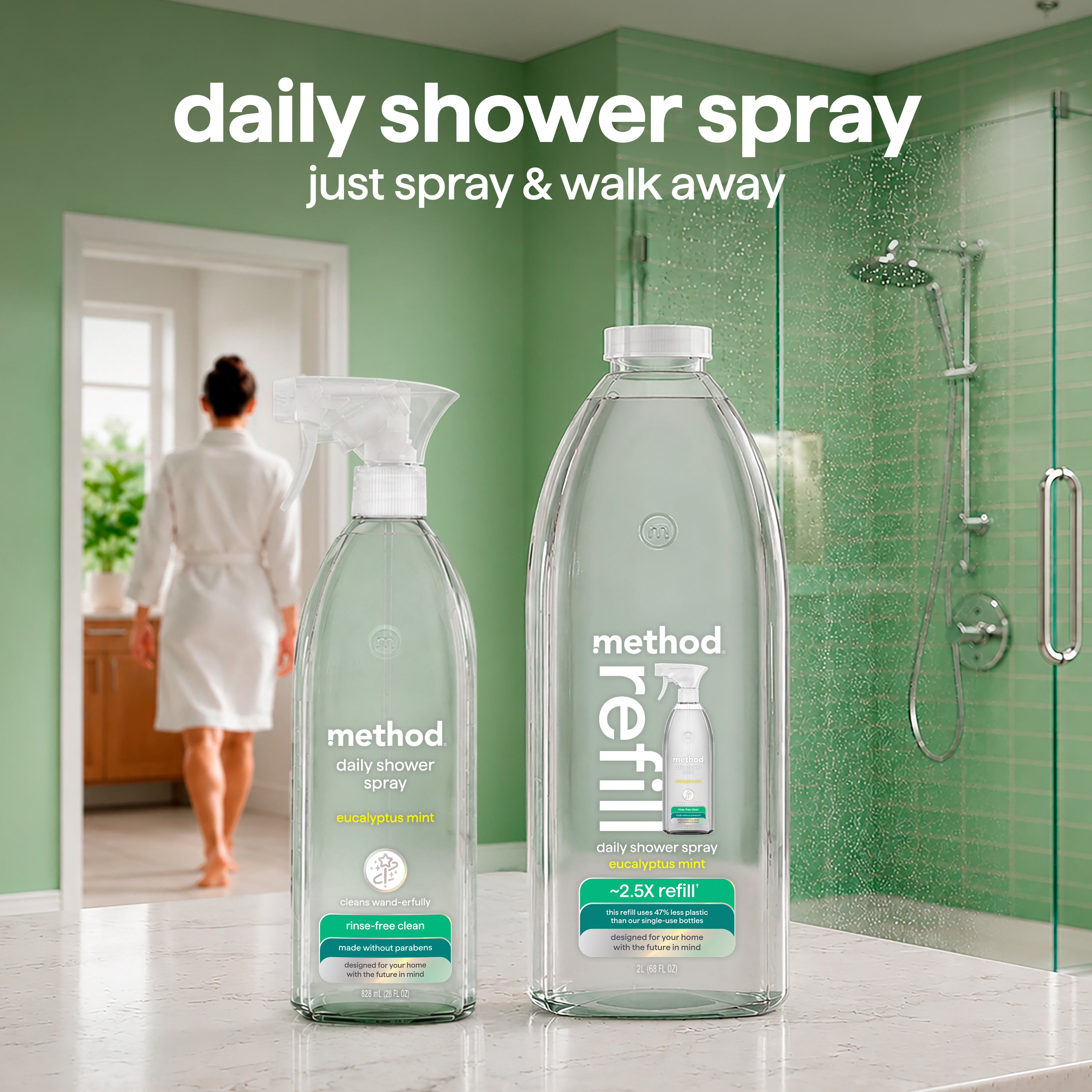 daily shower spray refill - eucalyptus mint, 68 fl oz