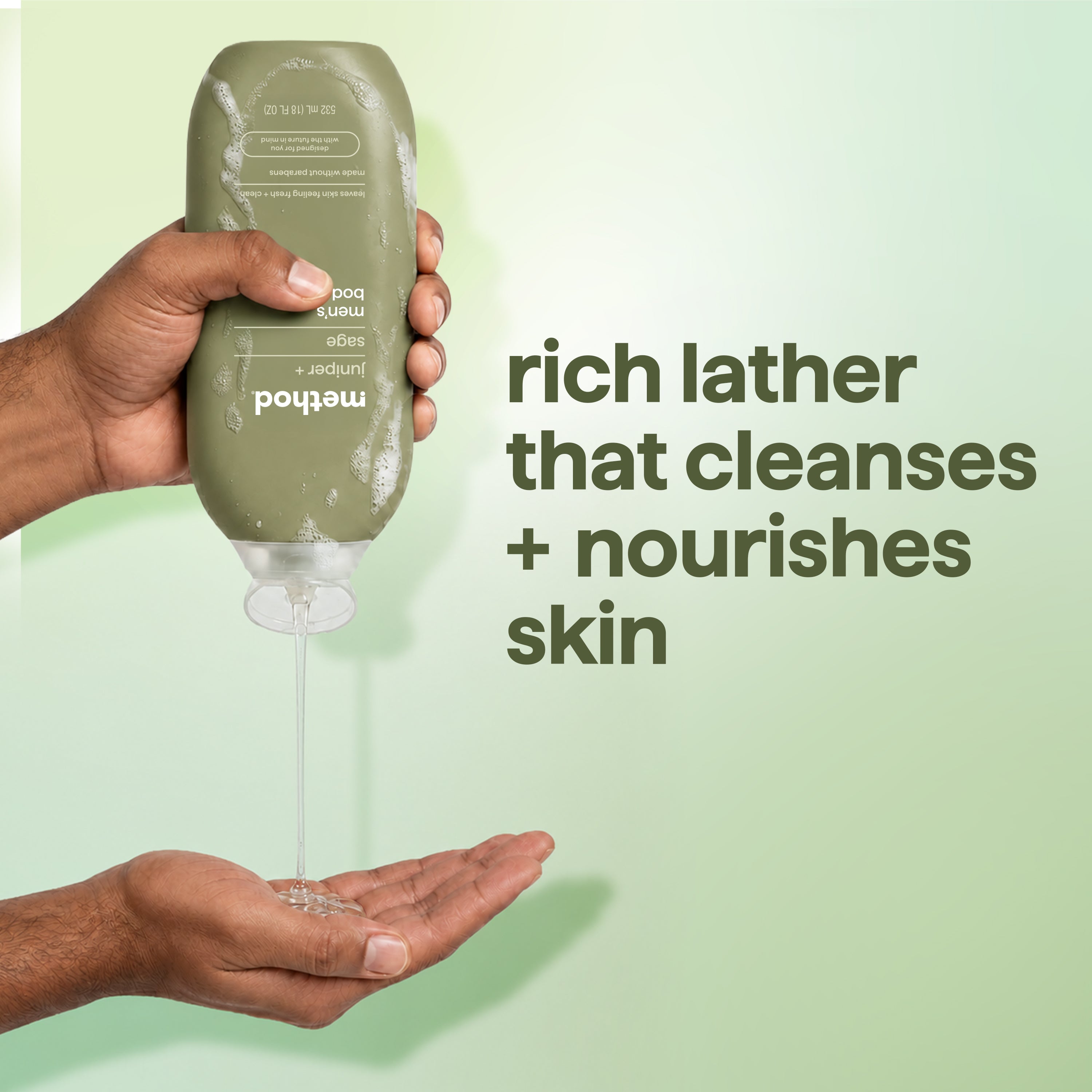 men's body wash - juniper + sage, 18 fl oz