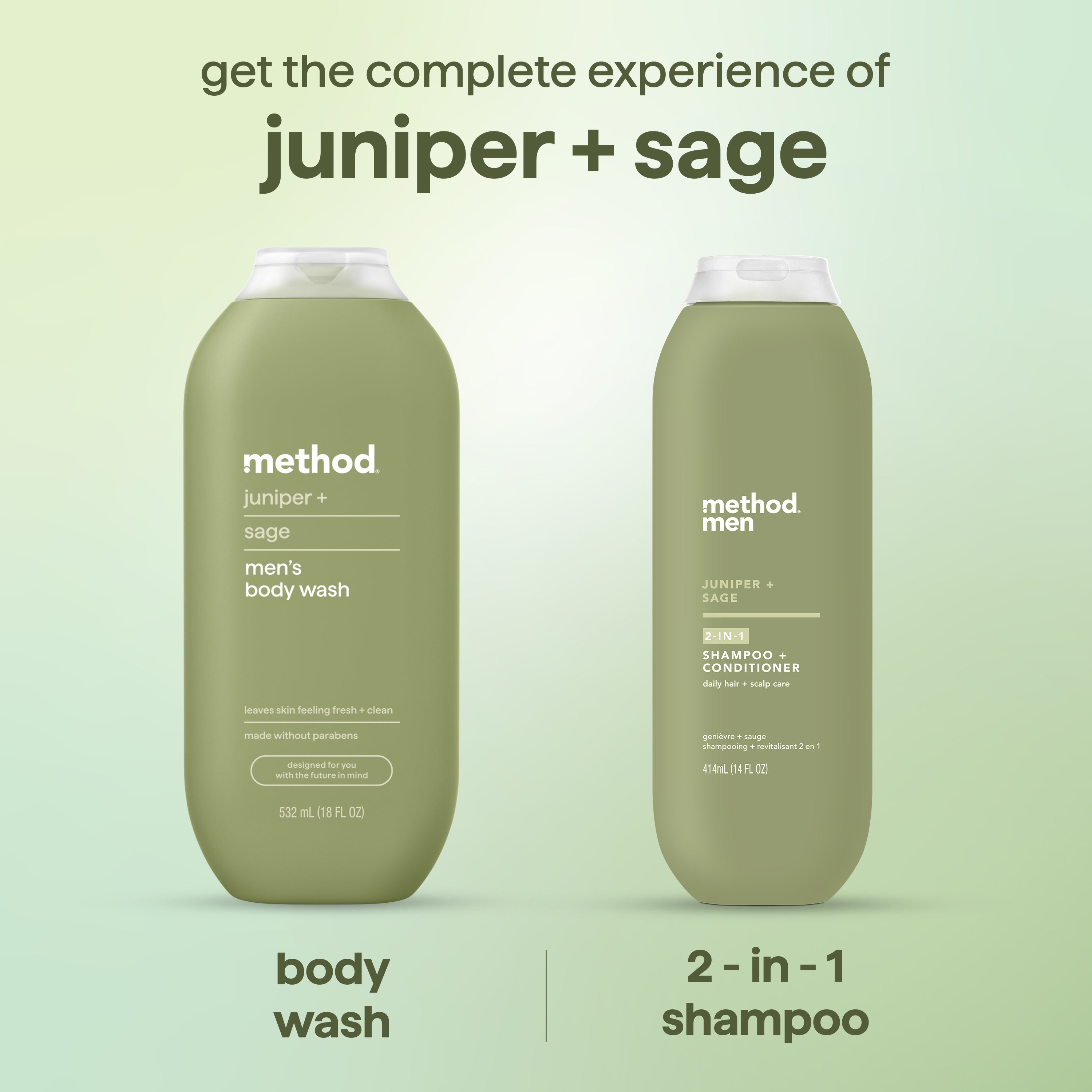 men's body wash - juniper + sage, 18 fl oz