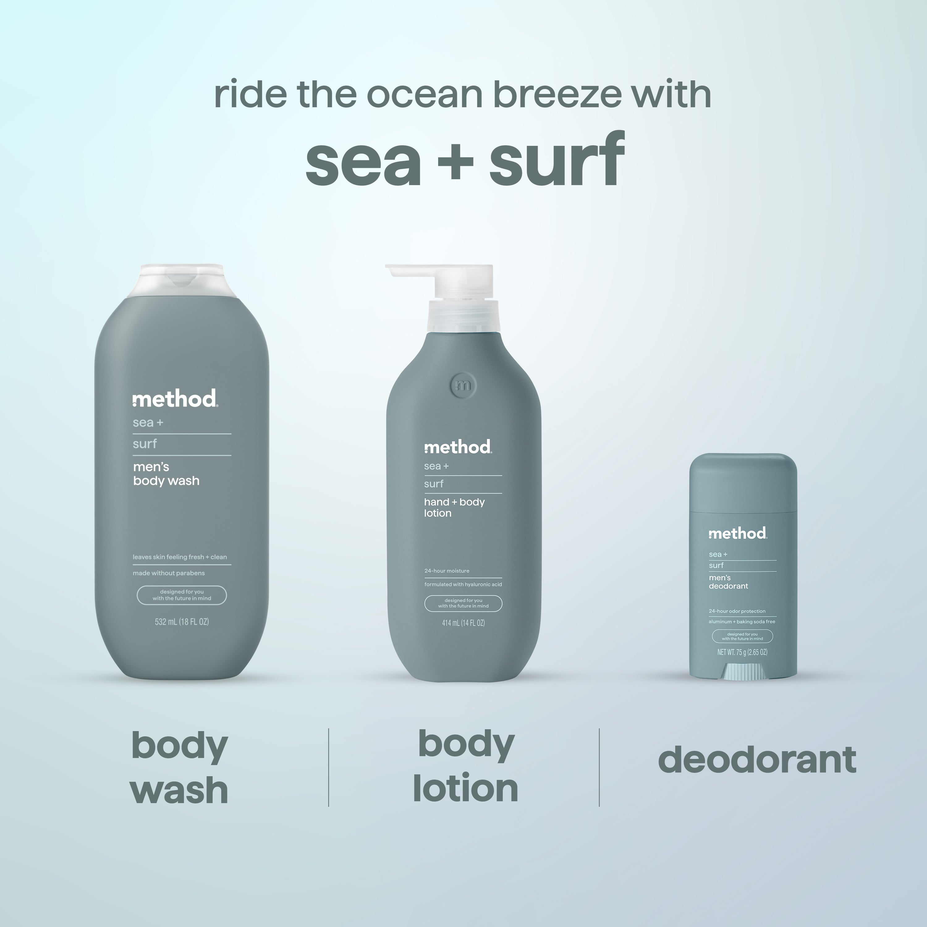 men's body wash - sea + surf, 18 fl oz