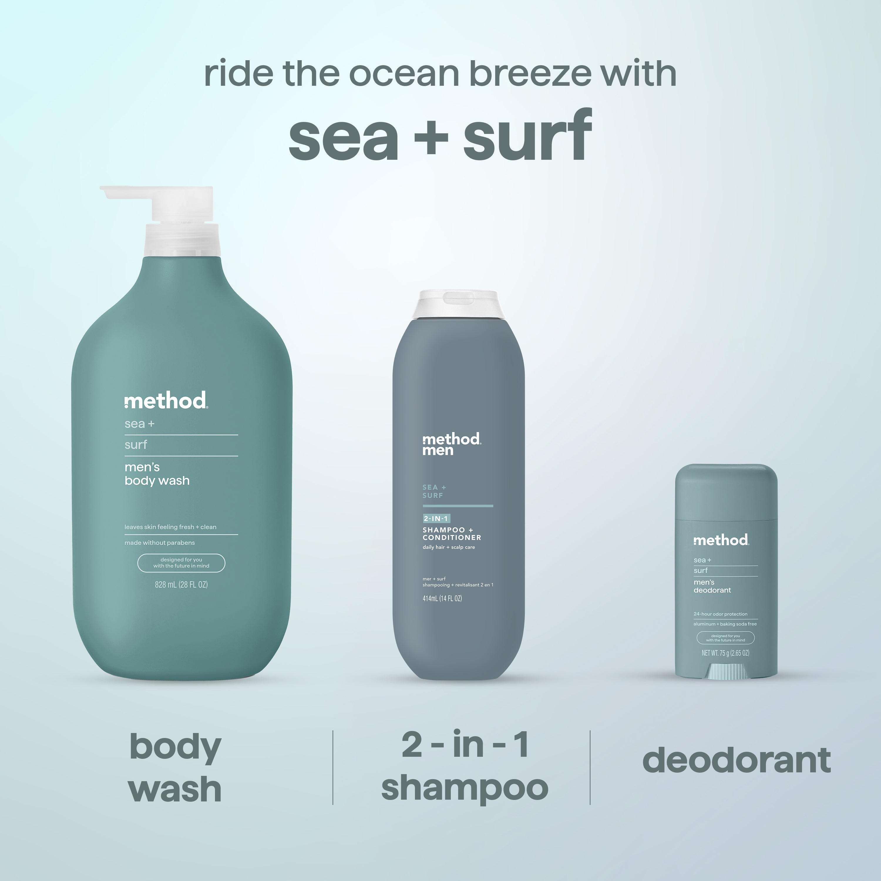 men's body wash - sea + surf, 28 fl oz