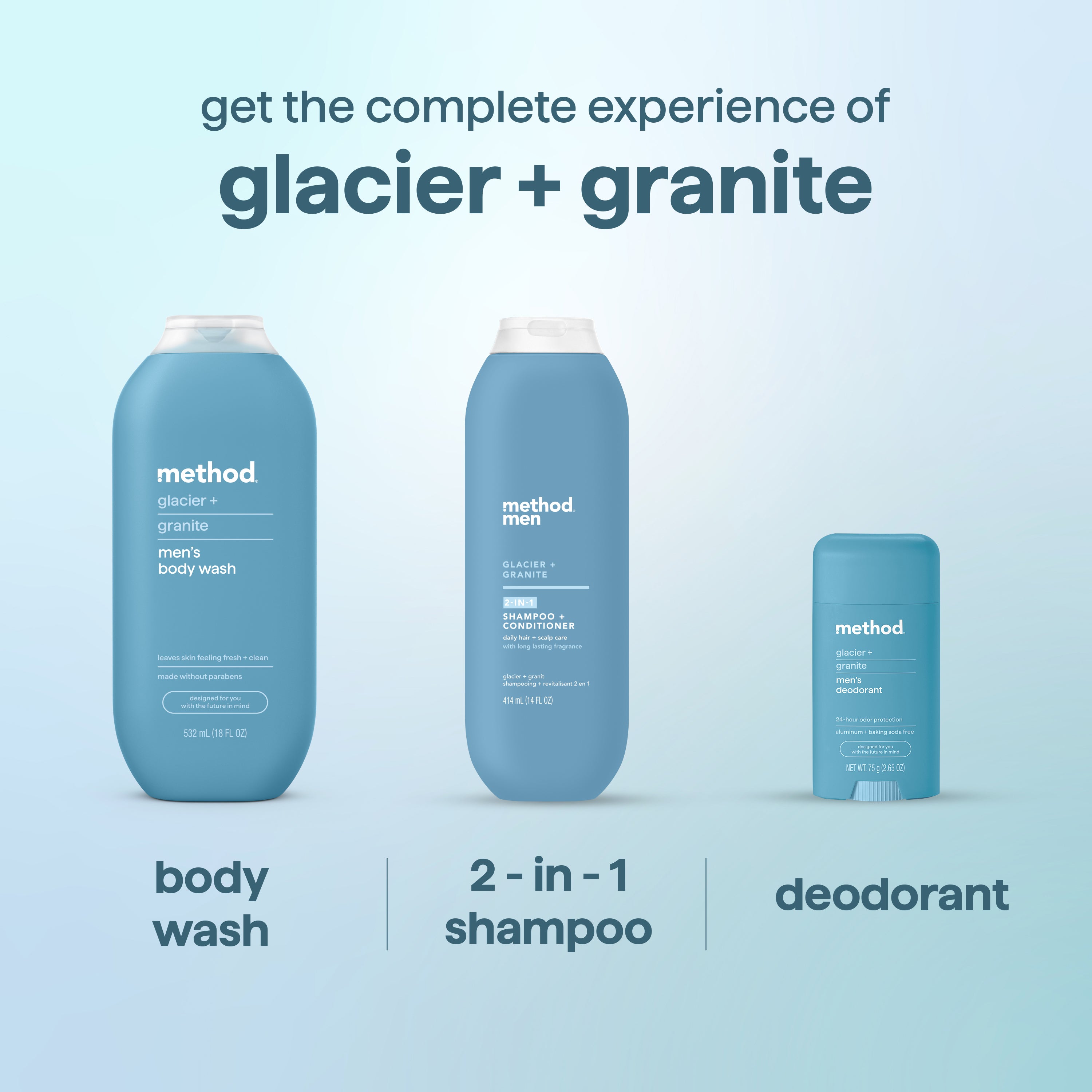 men's body wash - glacier + granite, 18 fl oz