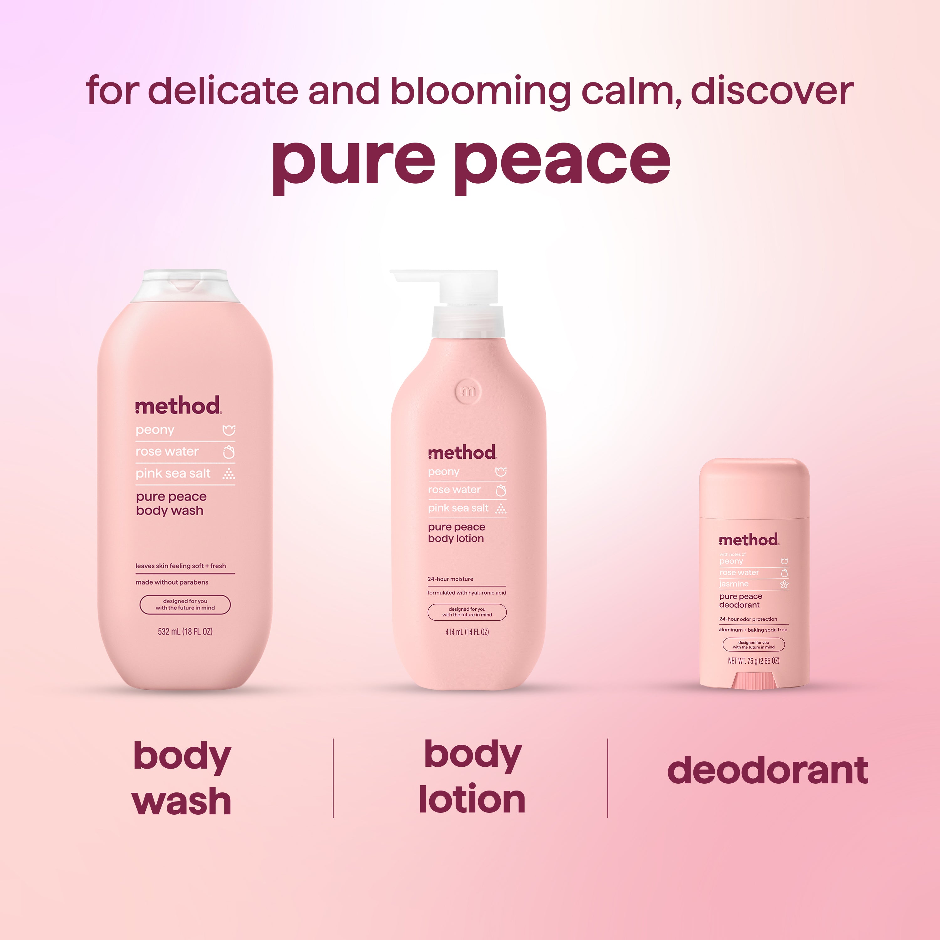 method Deodorant Stick, Pure Peace - 2.65 oz. 24-Hour Odor Protection ...