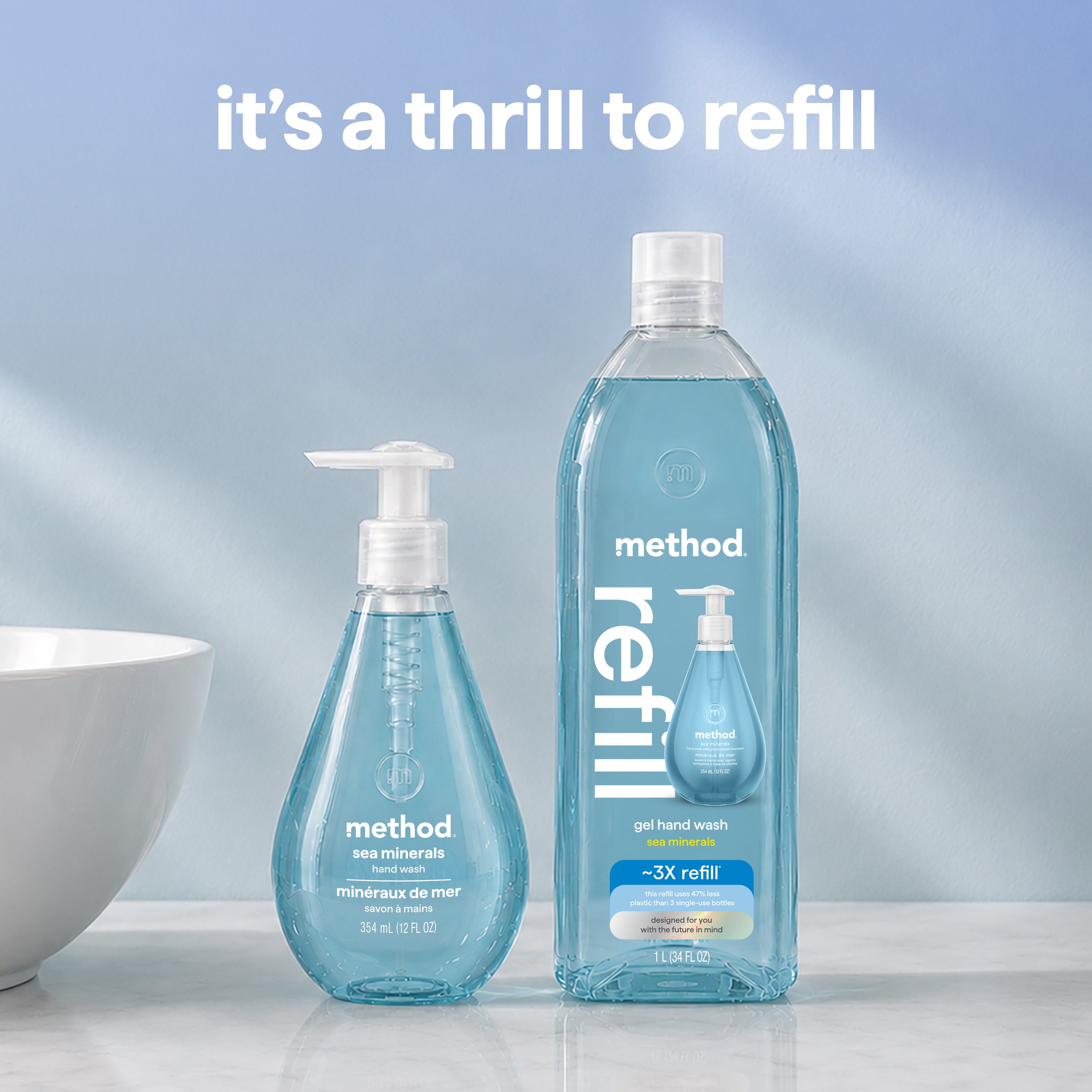 gel hand wash refill - sea minerals, 34 fl oz 1