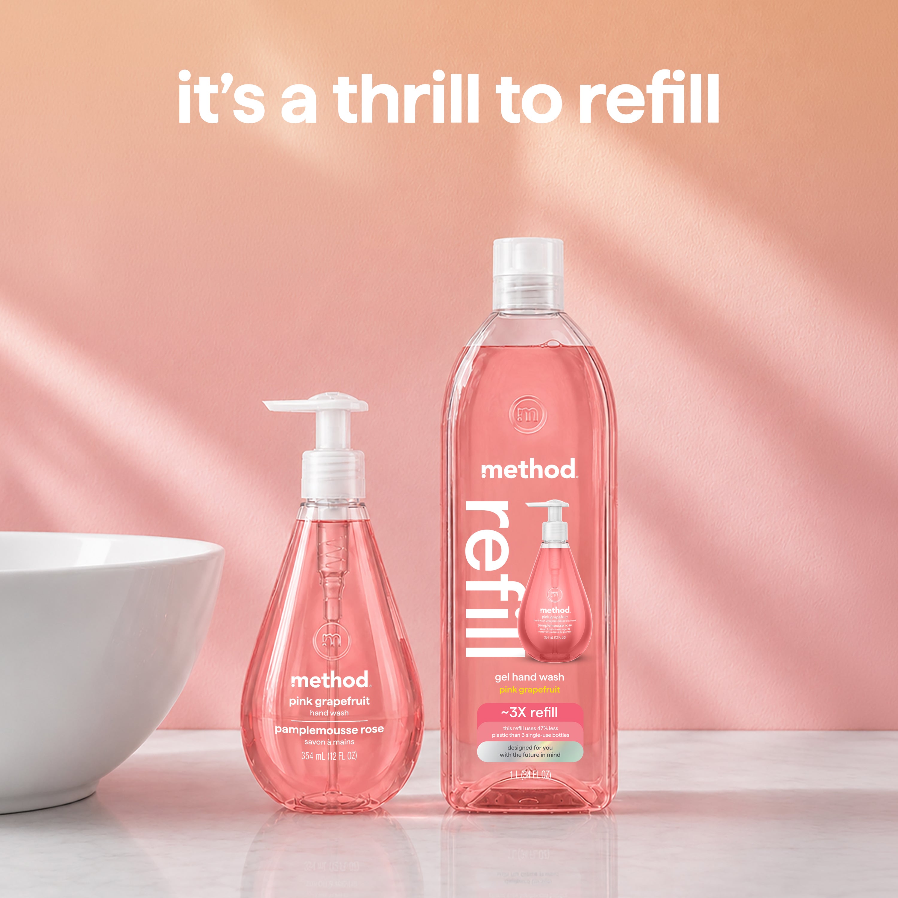 gel hand wash refill - pink grapefruit, 34 fl oz 1