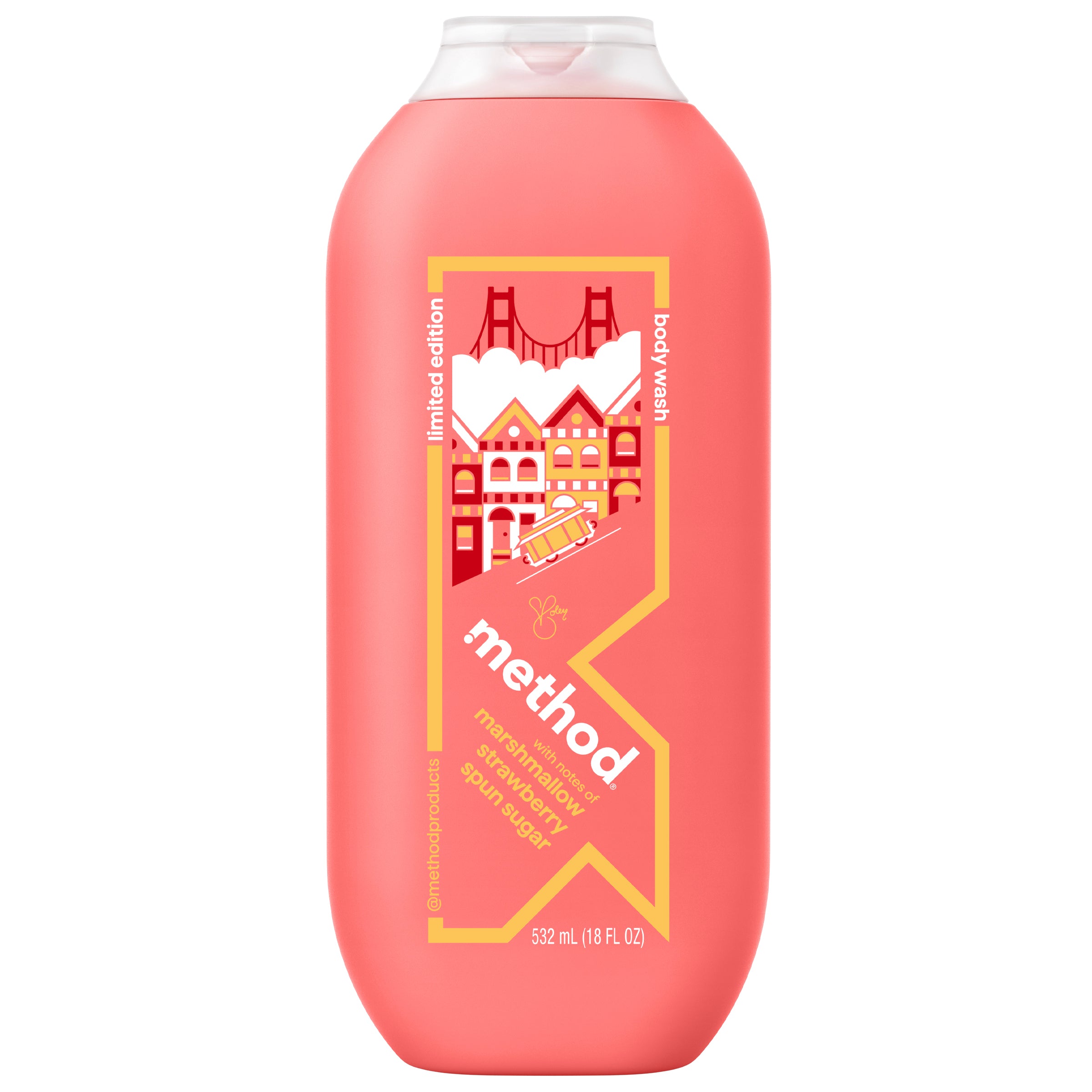 body wash - with notes of marshmallow, strawberry, and spun sugar, 18 oz.