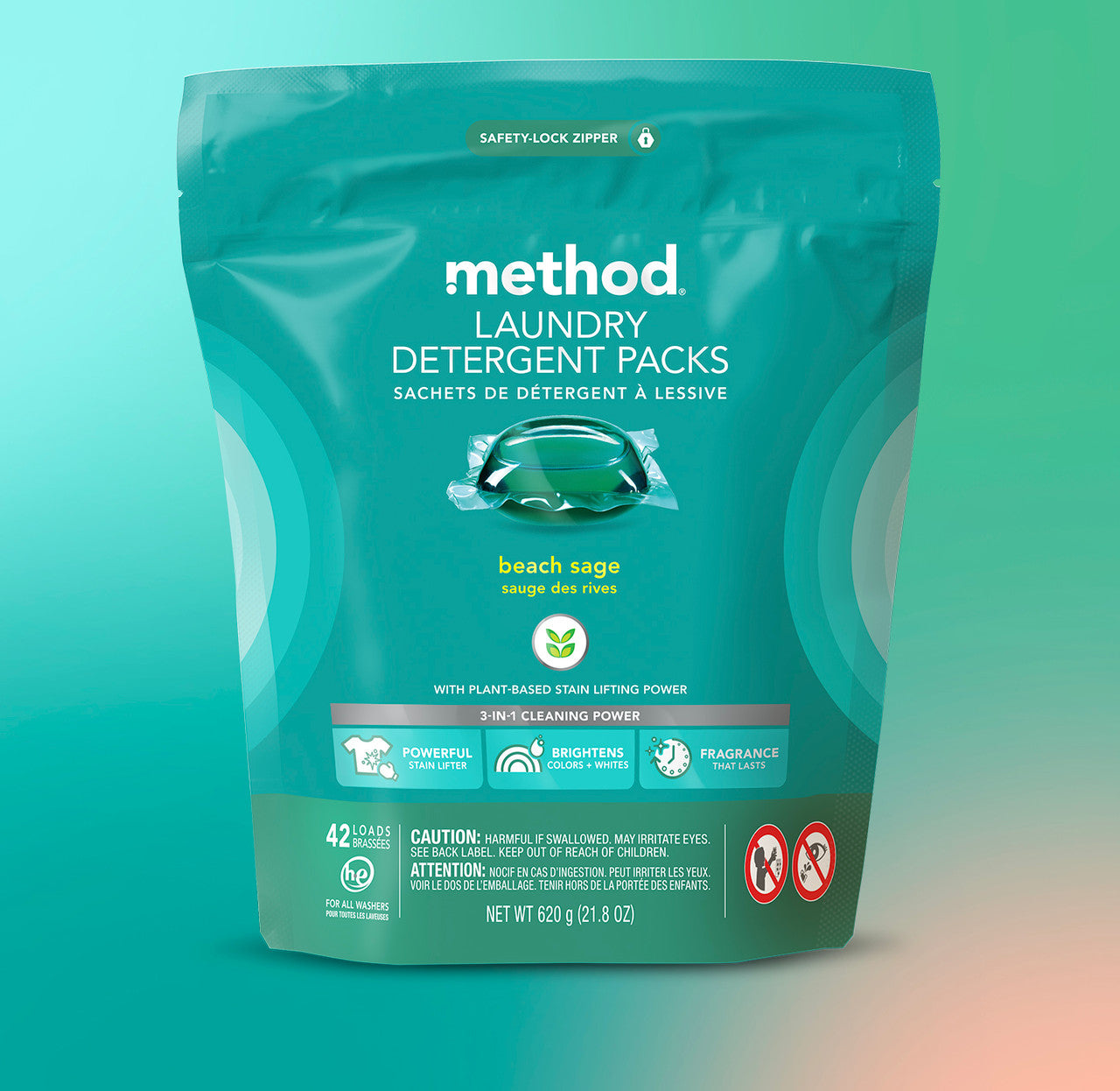 laundry detergent packs - beach sage, 42 ct