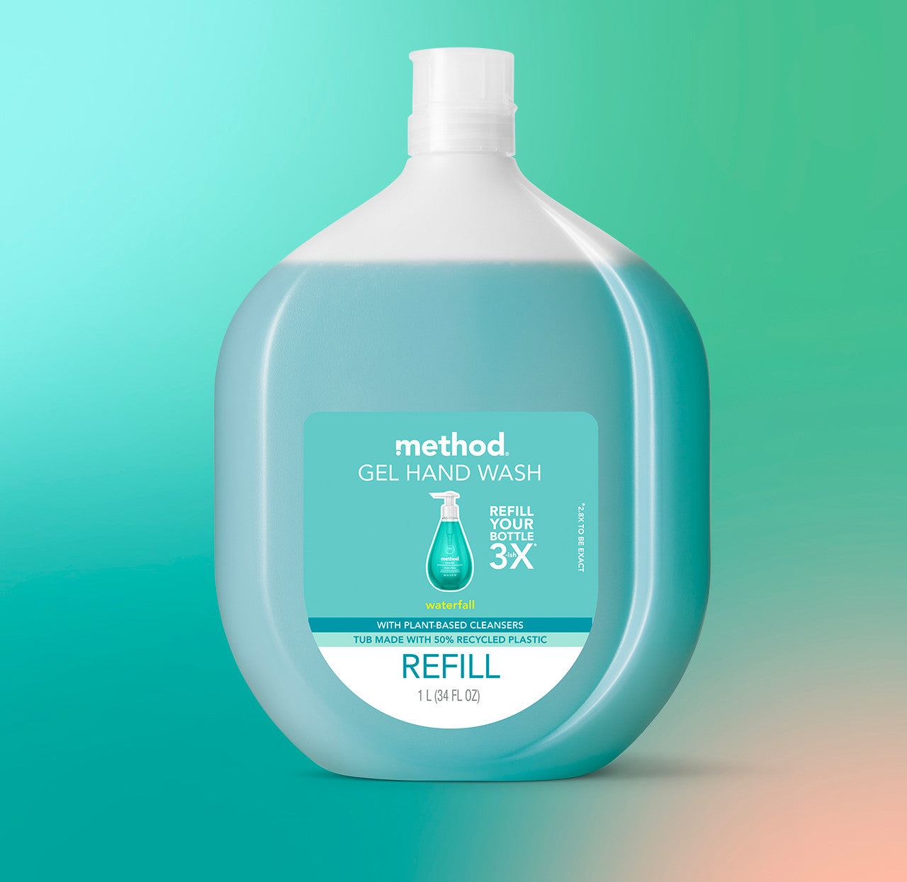 gel hand wash refill - waterfall, 34 fl oz