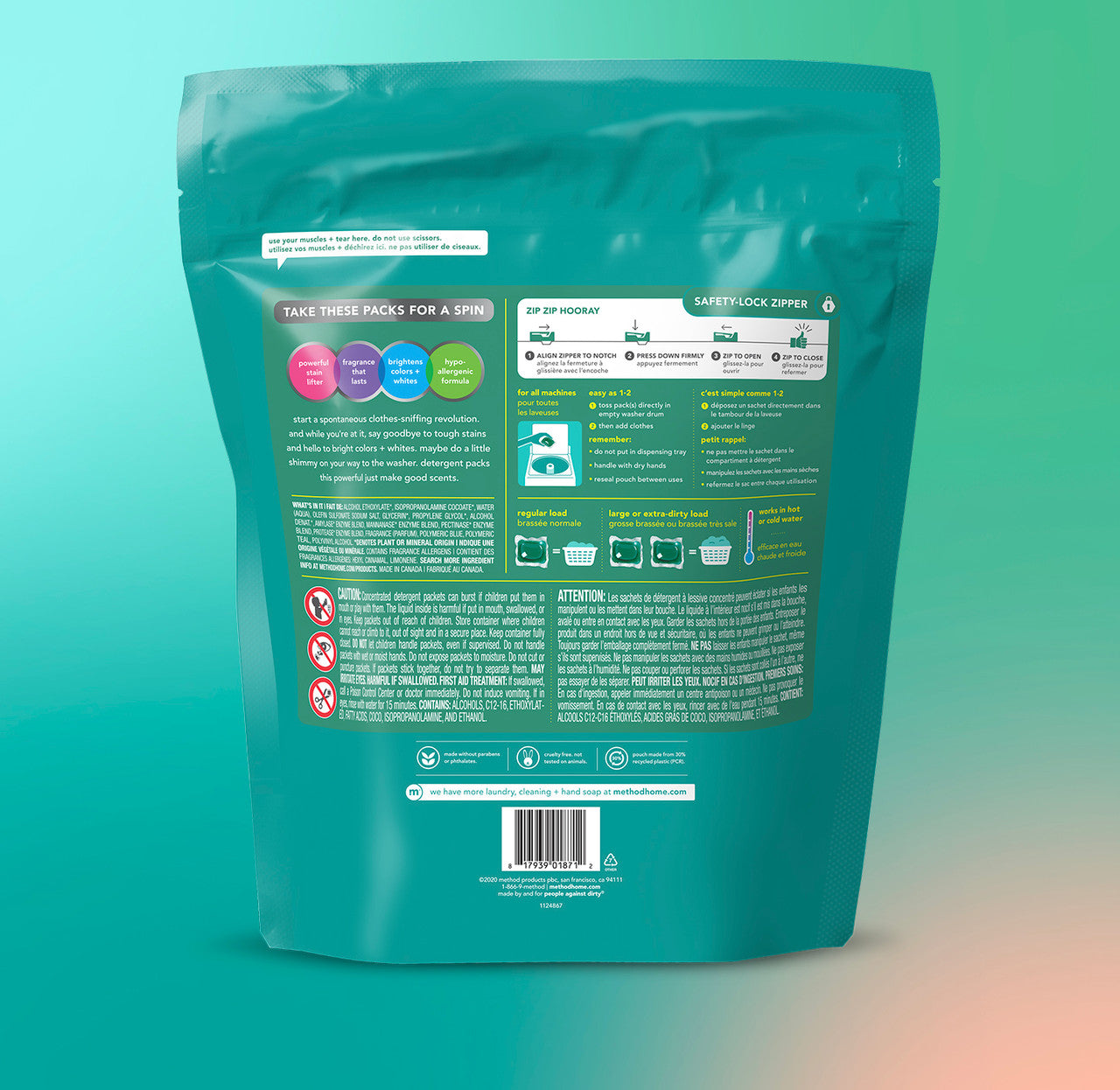 laundry detergent packs - beach sage, 42 ct