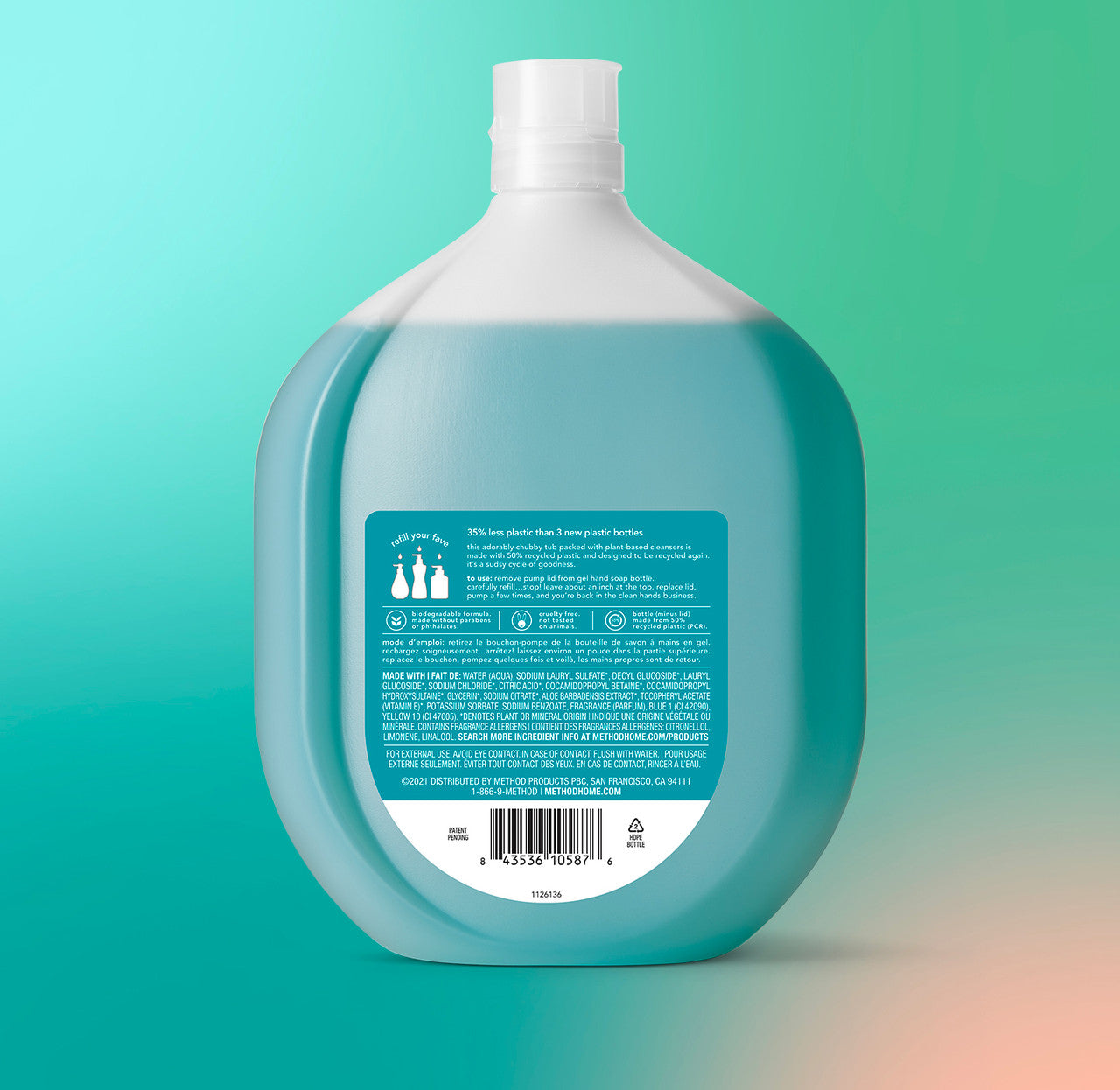 gel hand wash refill - waterfall, 34 fl oz