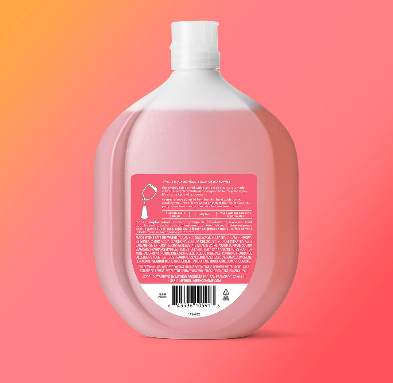 foaming hand wash refill - pink grapefruit, 28 fl oz