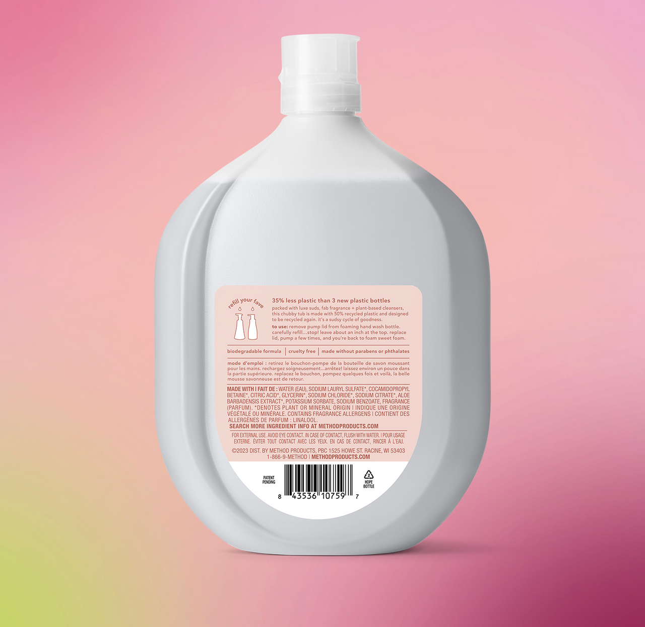 foaming hand wash refill - vanilla + raspberry, 28 fl oz
