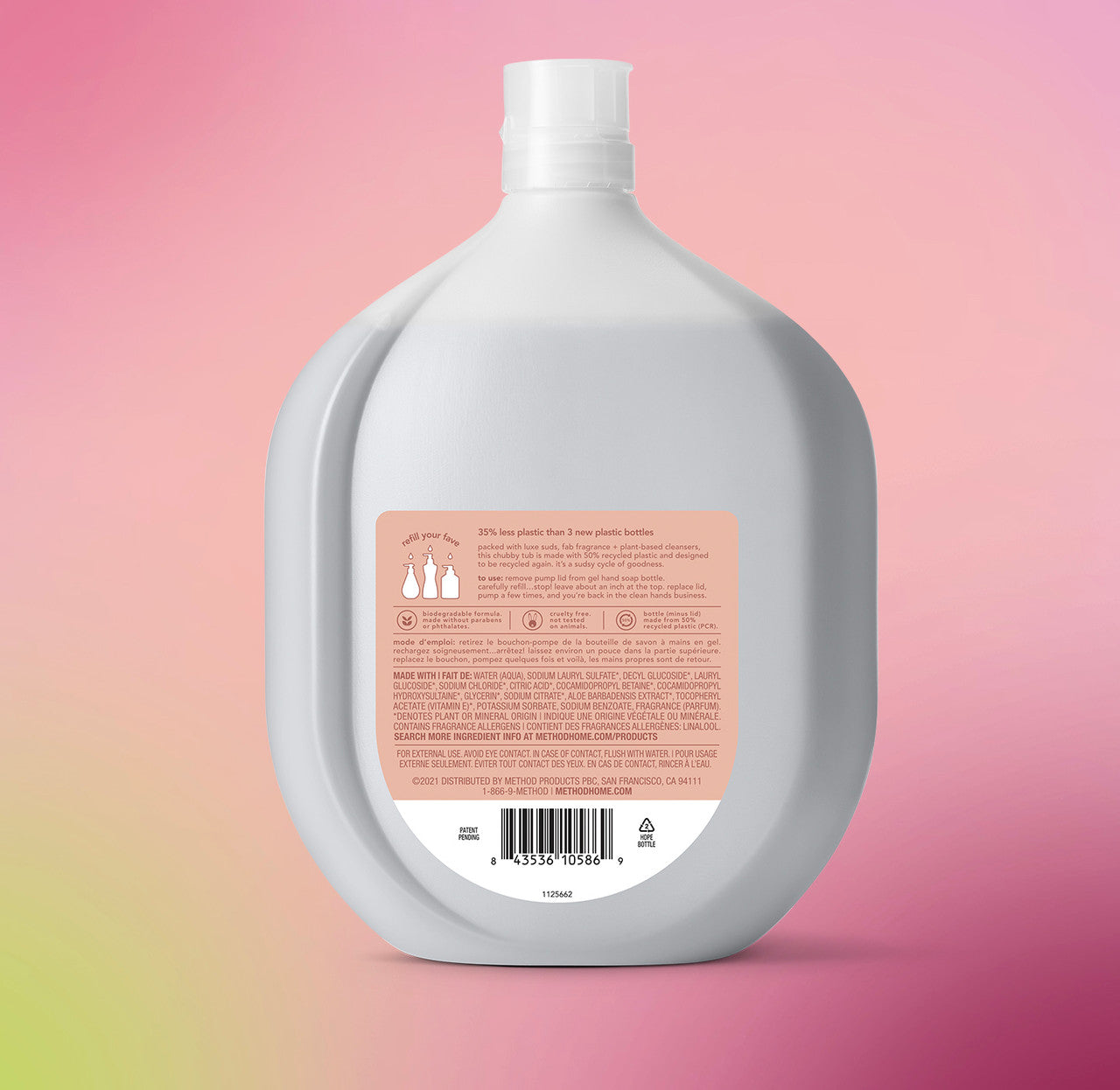 gel hand wash refill - vanilla + raspberry, 34 fl oz