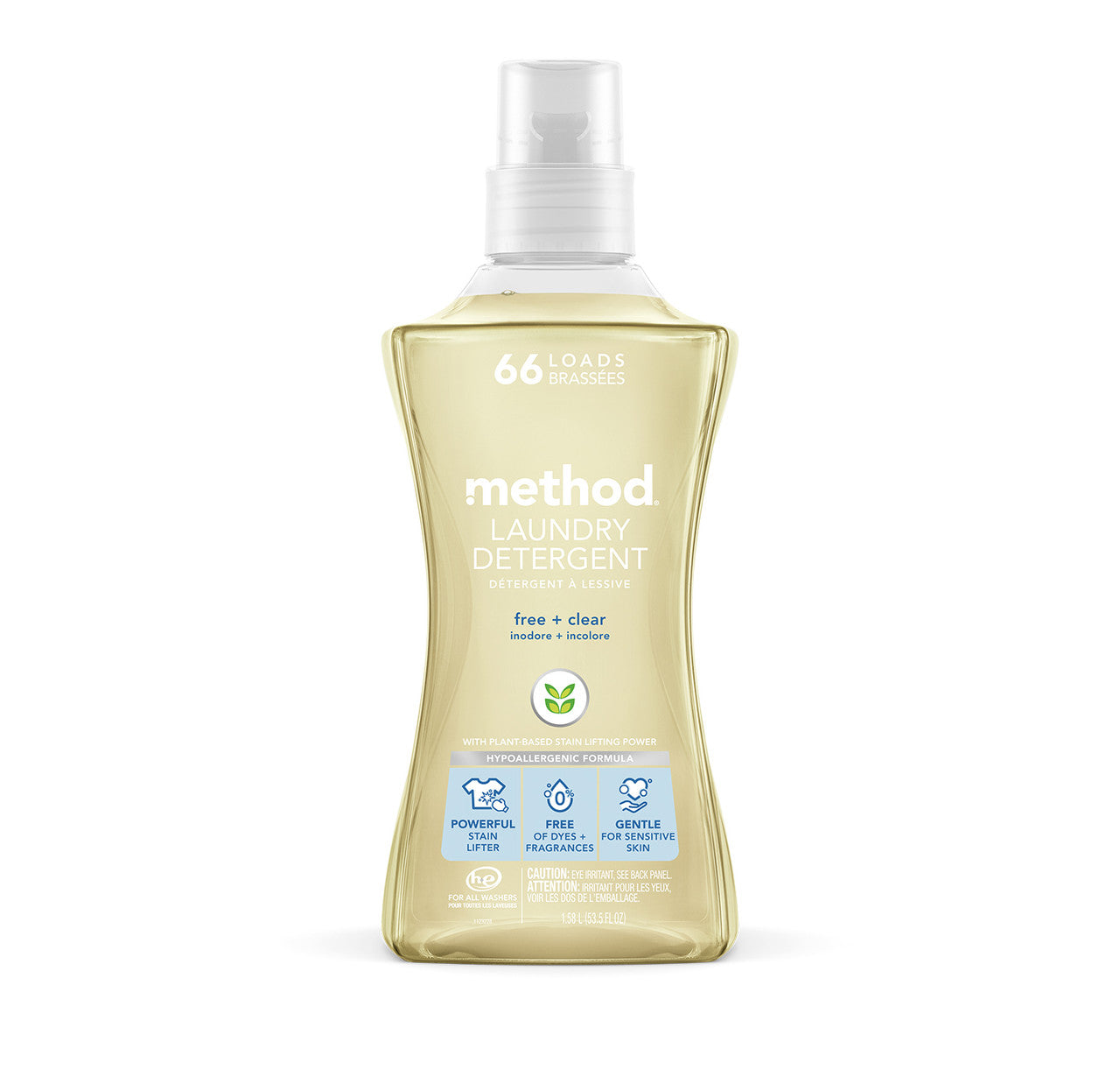 laundry detergent - free + clear, 53.5 fl oz