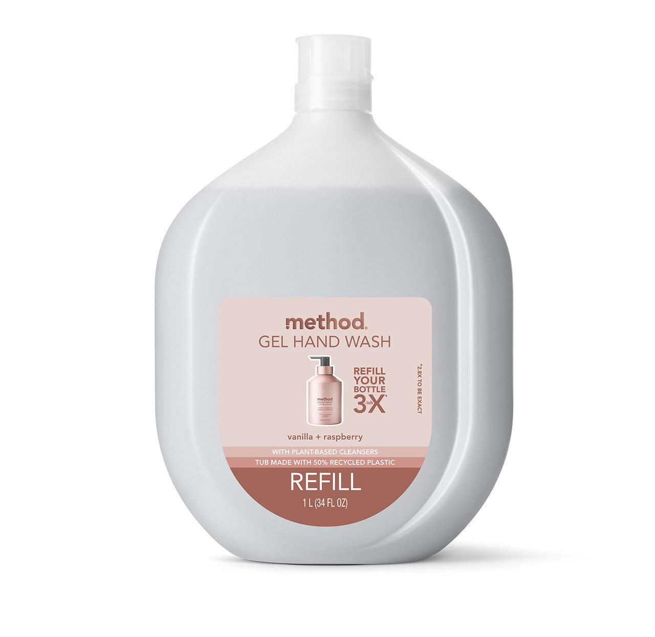 gel hand wash refill - vanilla + raspberry, 34 fl oz