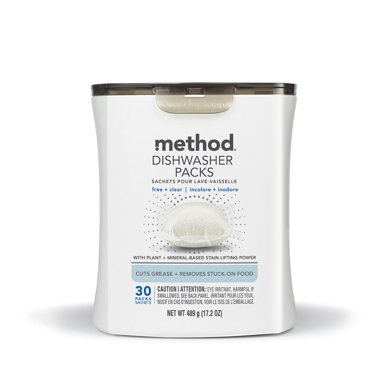 dishwasher packs - free + clear, 30 ct
