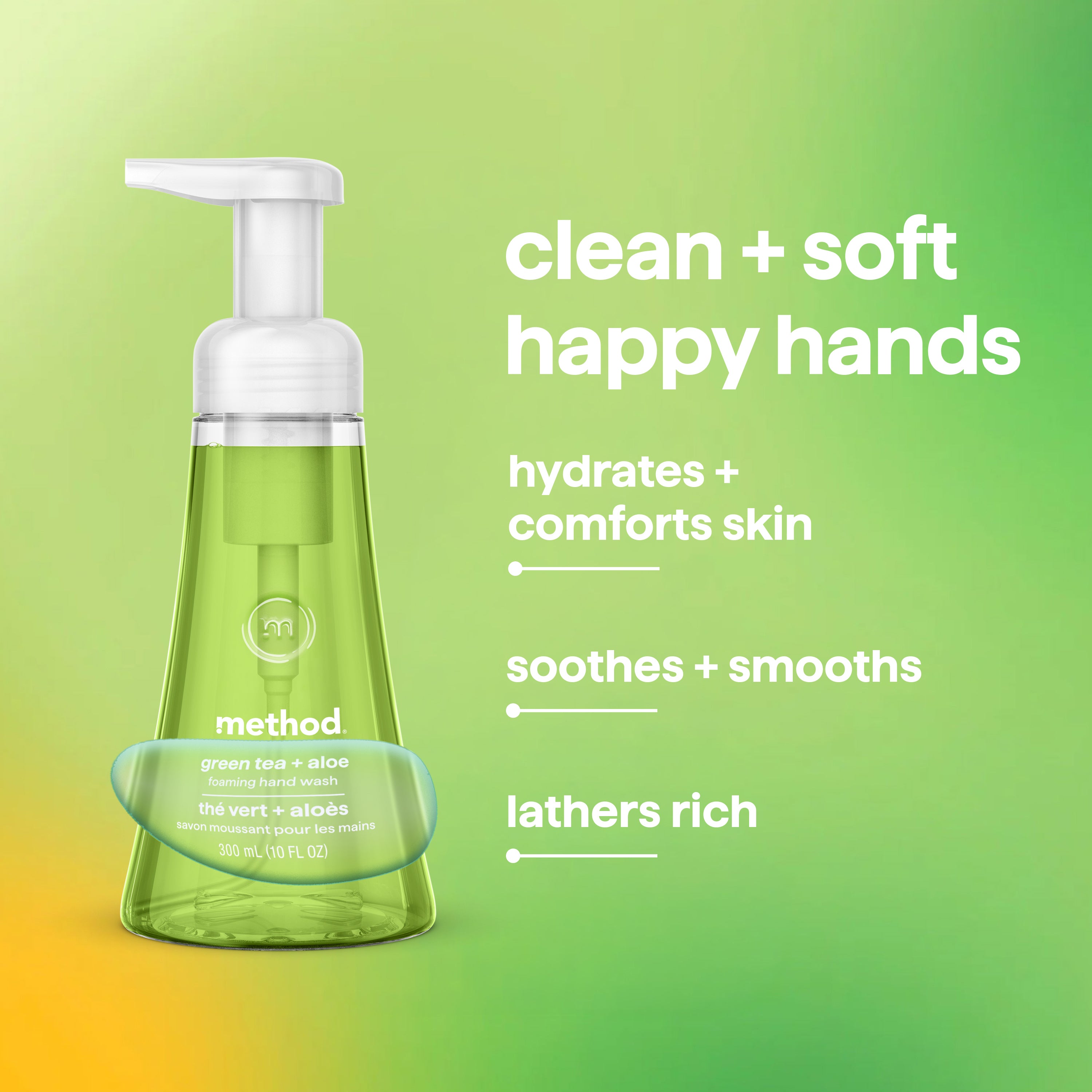 foaming hand wash - green tea + aloe, 10 fl oz