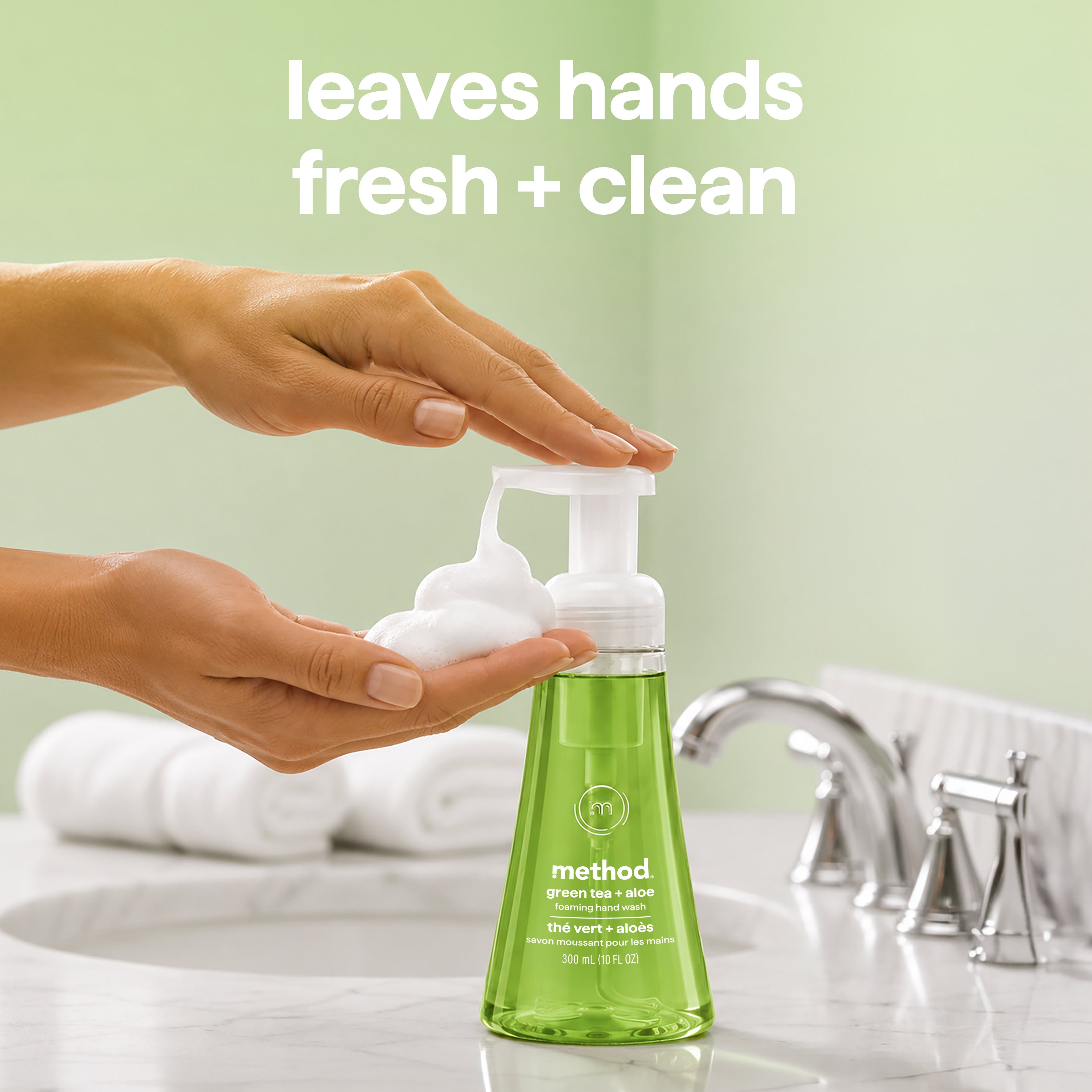 foaming hand wash - green tea + aloe, 10 fl oz