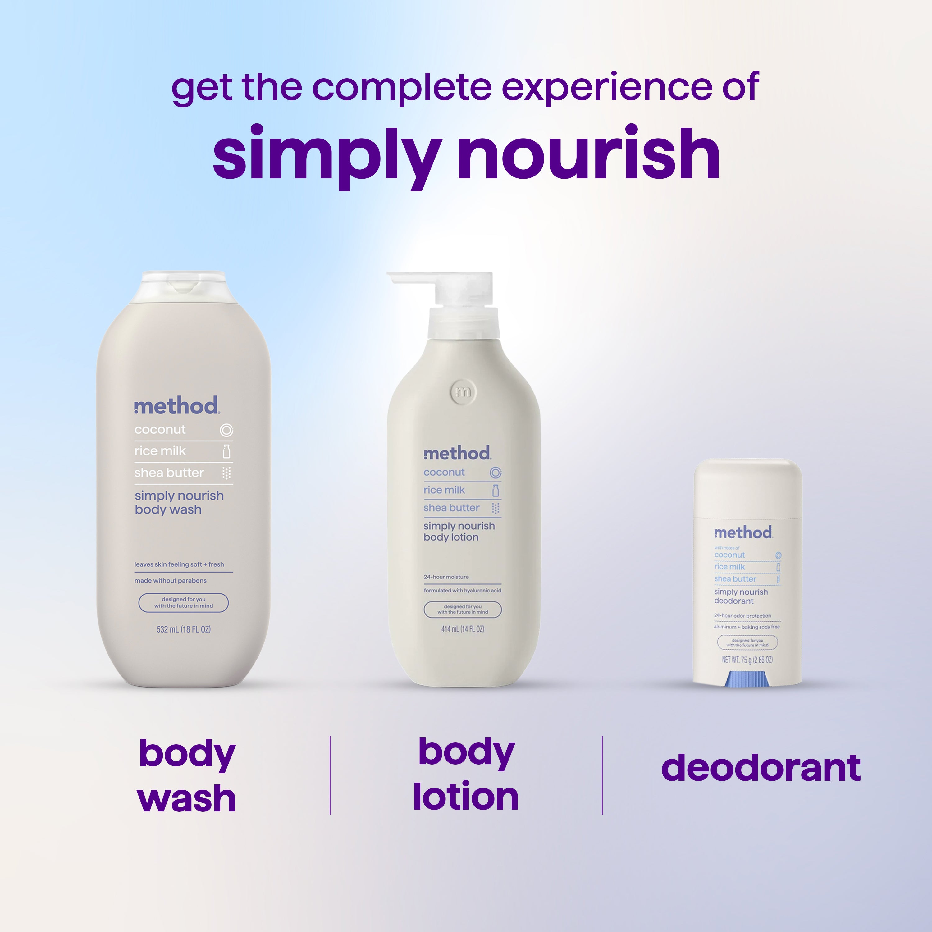 simply nourish body wash 3-count bundle, 54 fl oz – method products