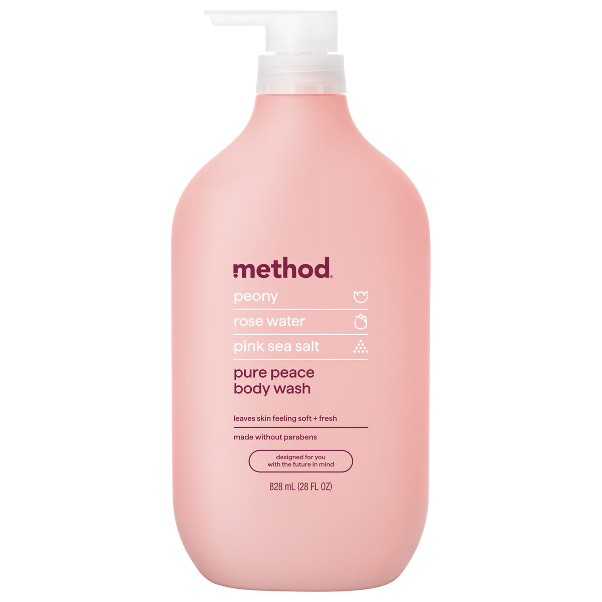 Peony, Rose Water, & Pink Sea Salt Body Wash | Pure Peace - 28 oz ...