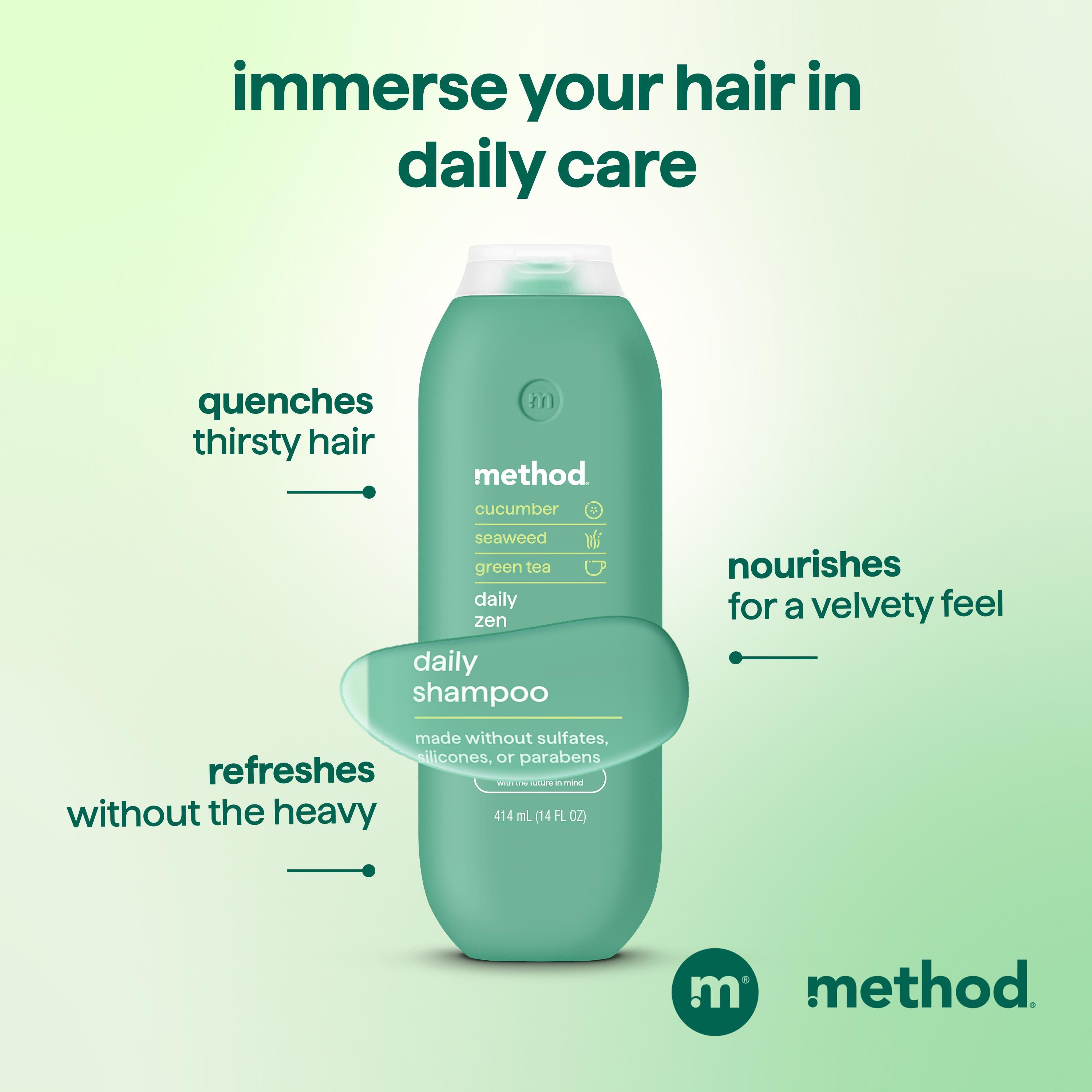 daily zen shampoo- cucumber, seaweed + green tea - 14 oz | method
