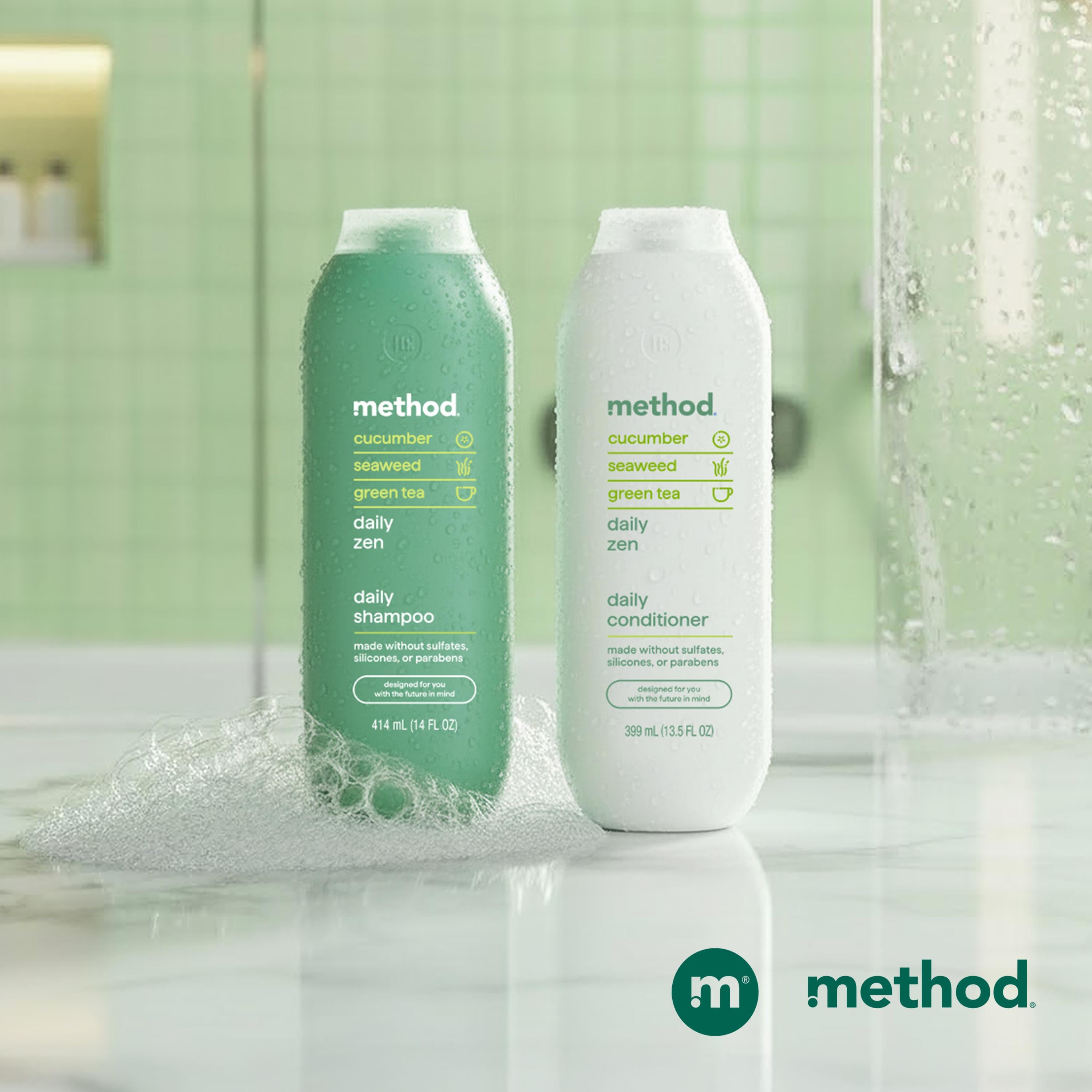 daily zen shampoo- cucumber, seaweed + green tea - 14 oz | method
