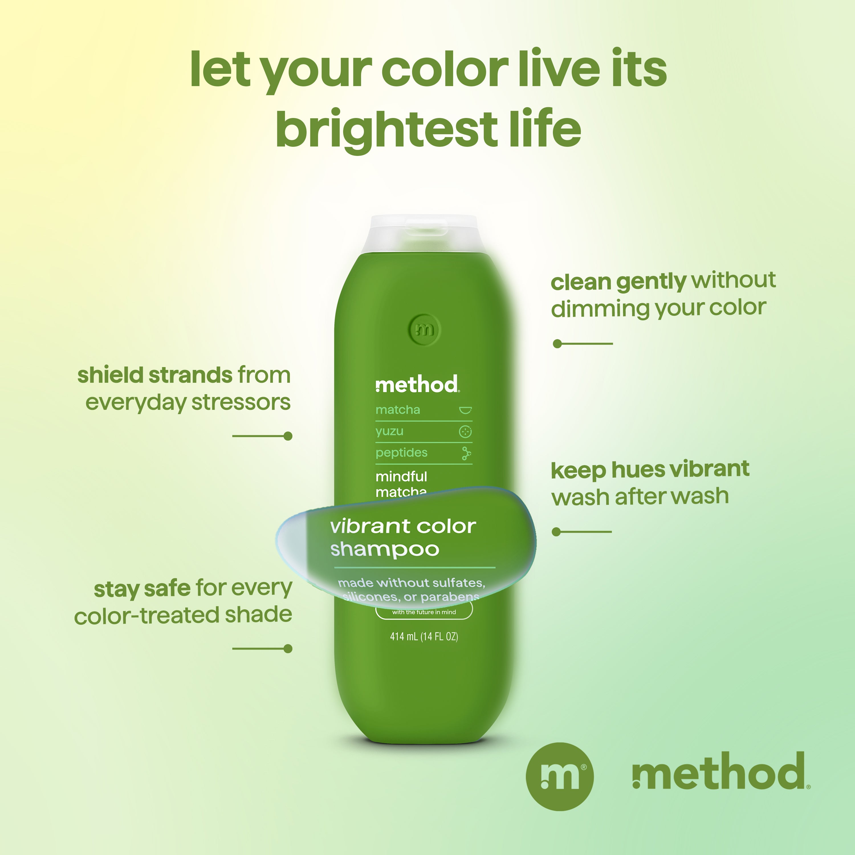 vibrant color shampoo - mindful matcha, 14 fl oz