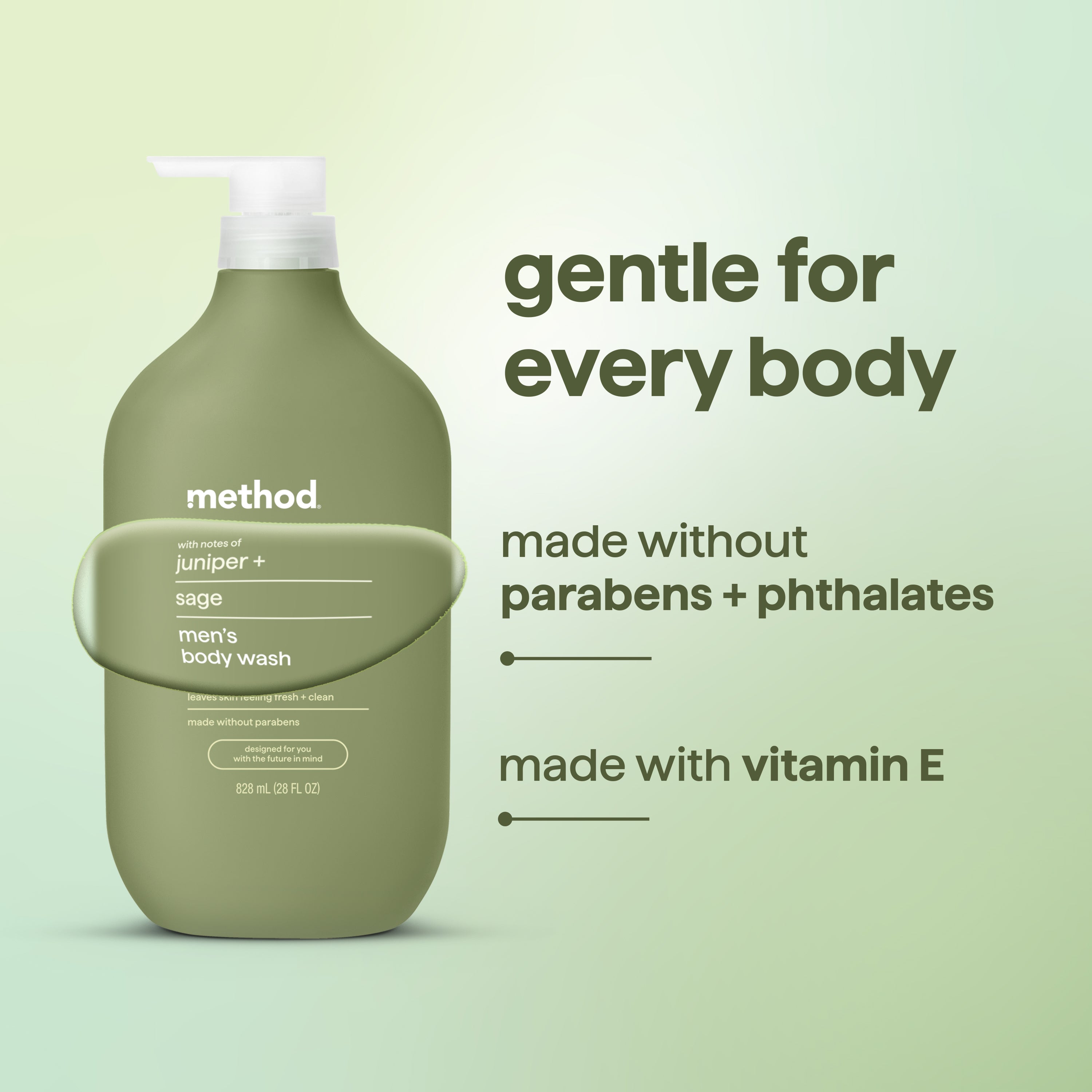 men's body wash - juniper + sage, 28 fl oz