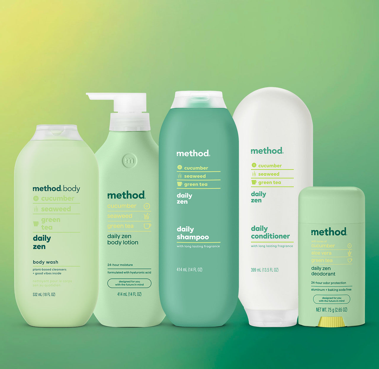 body + hair bundle - daily zen, 62.15 oz – method products
