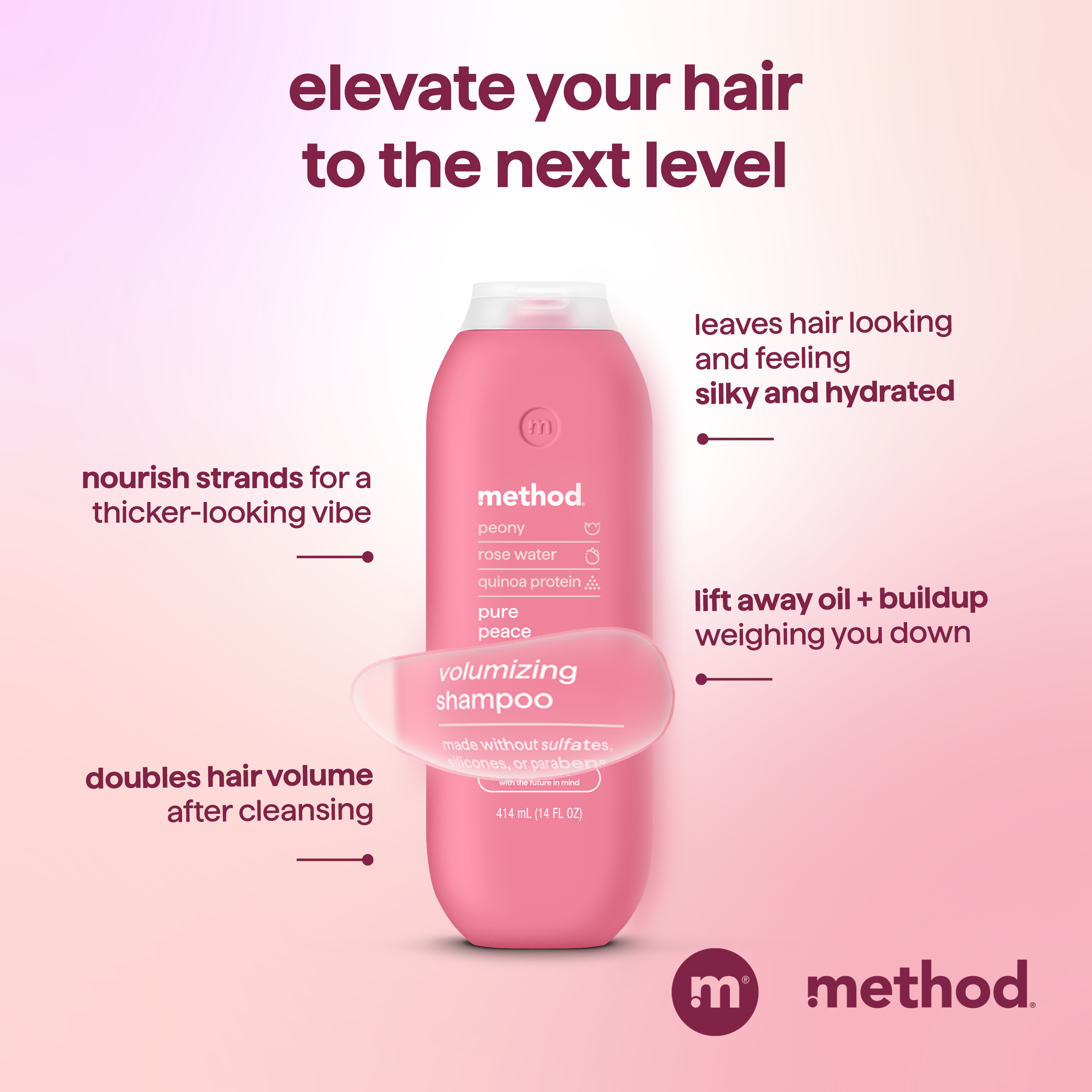 volumizing shampoo - pure peace, 14 fl oz