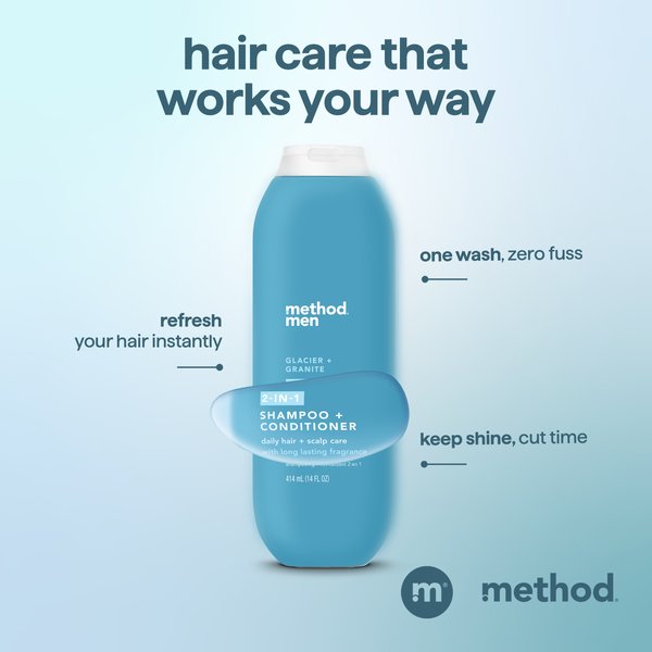 method | Men 2 in 1 Shampoo and Conditioner - Glacier + Granite - 14 oz ...