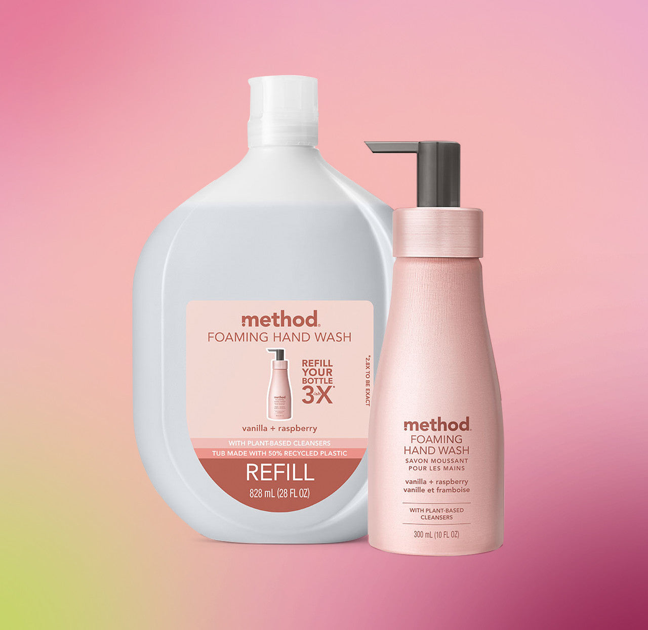 foaming hand wash refill - vanilla + raspberry, 28 fl oz
