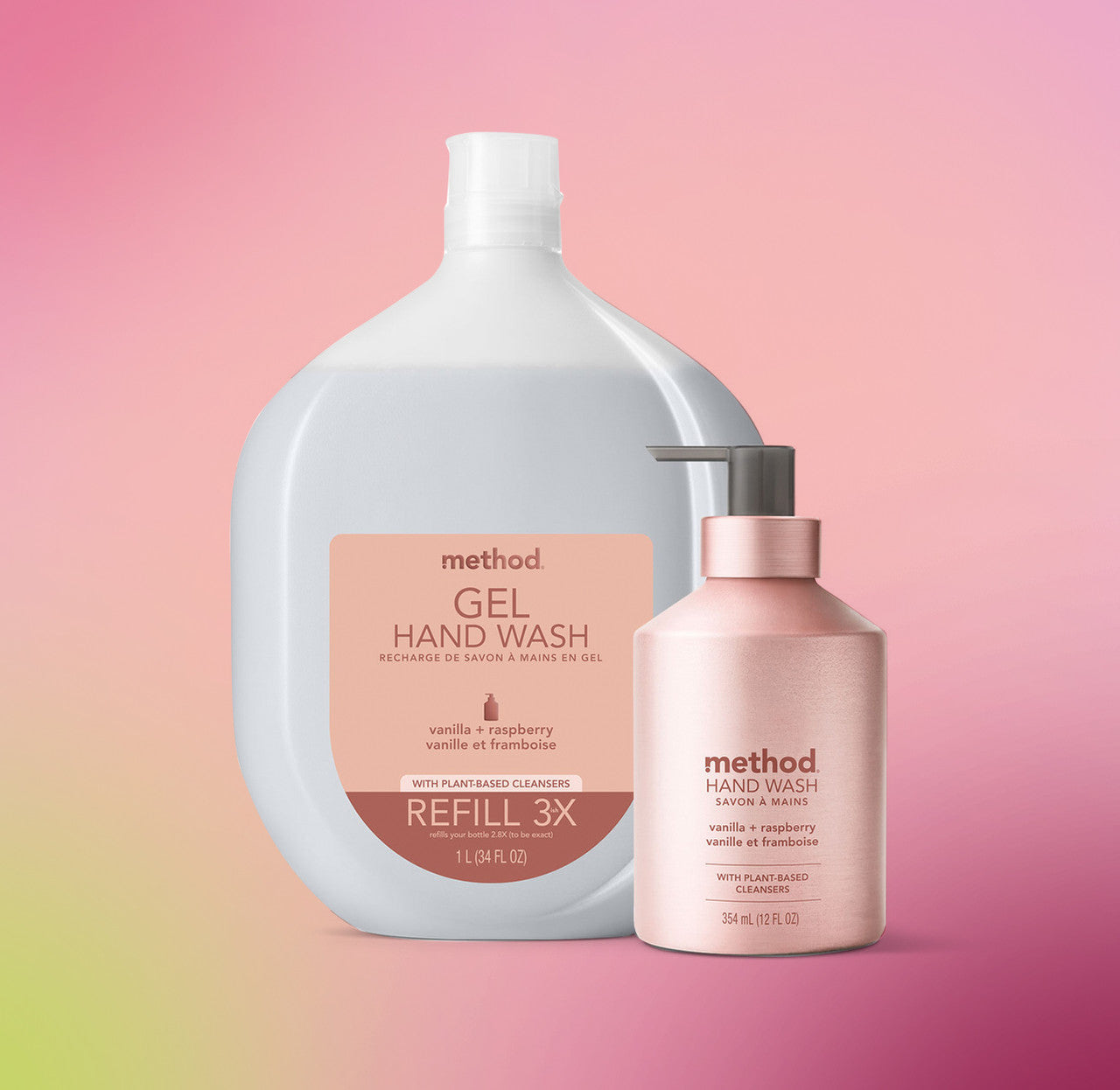 gel hand wash refill - vanilla + raspberry, 34 fl oz