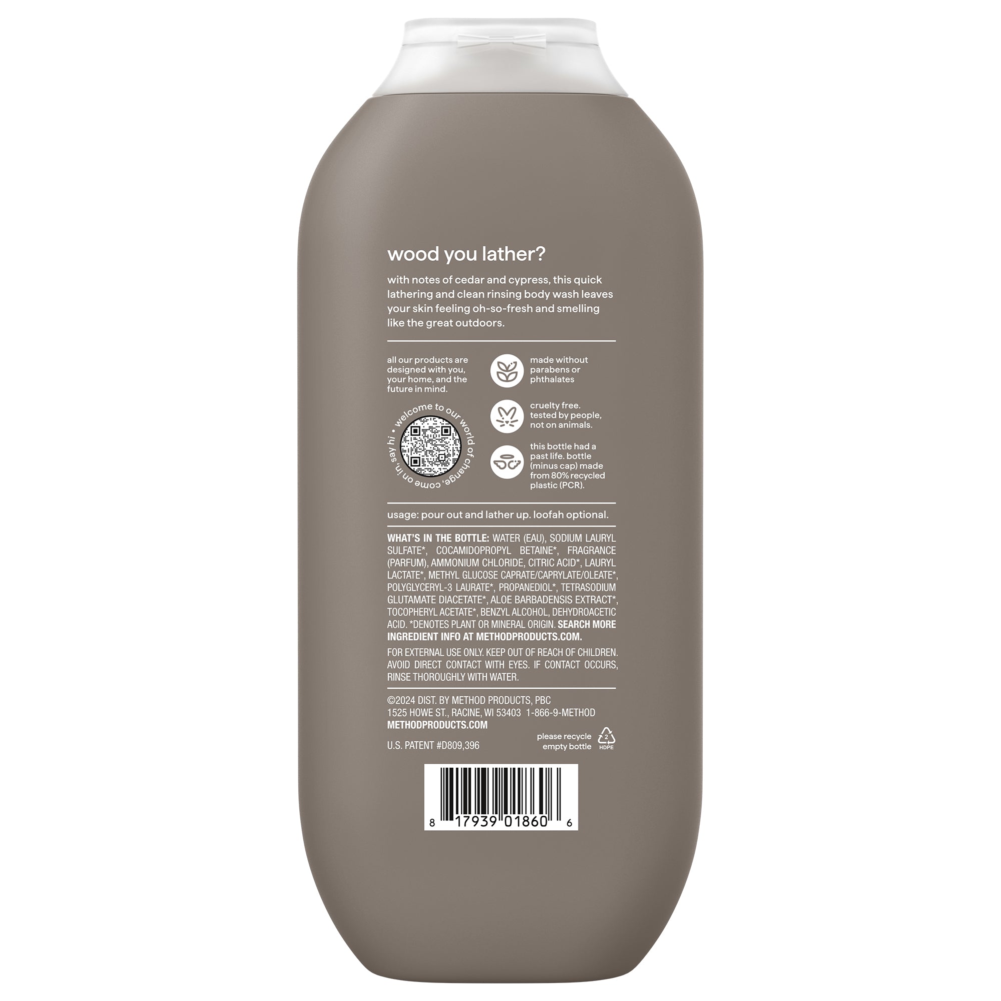 men body wash - cedar + cypress, 18 fl oz