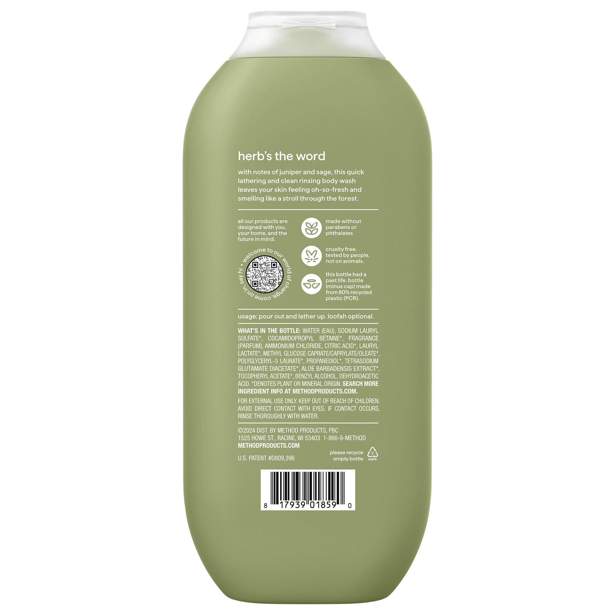men body wash - juniper + sage, 18 fl oz