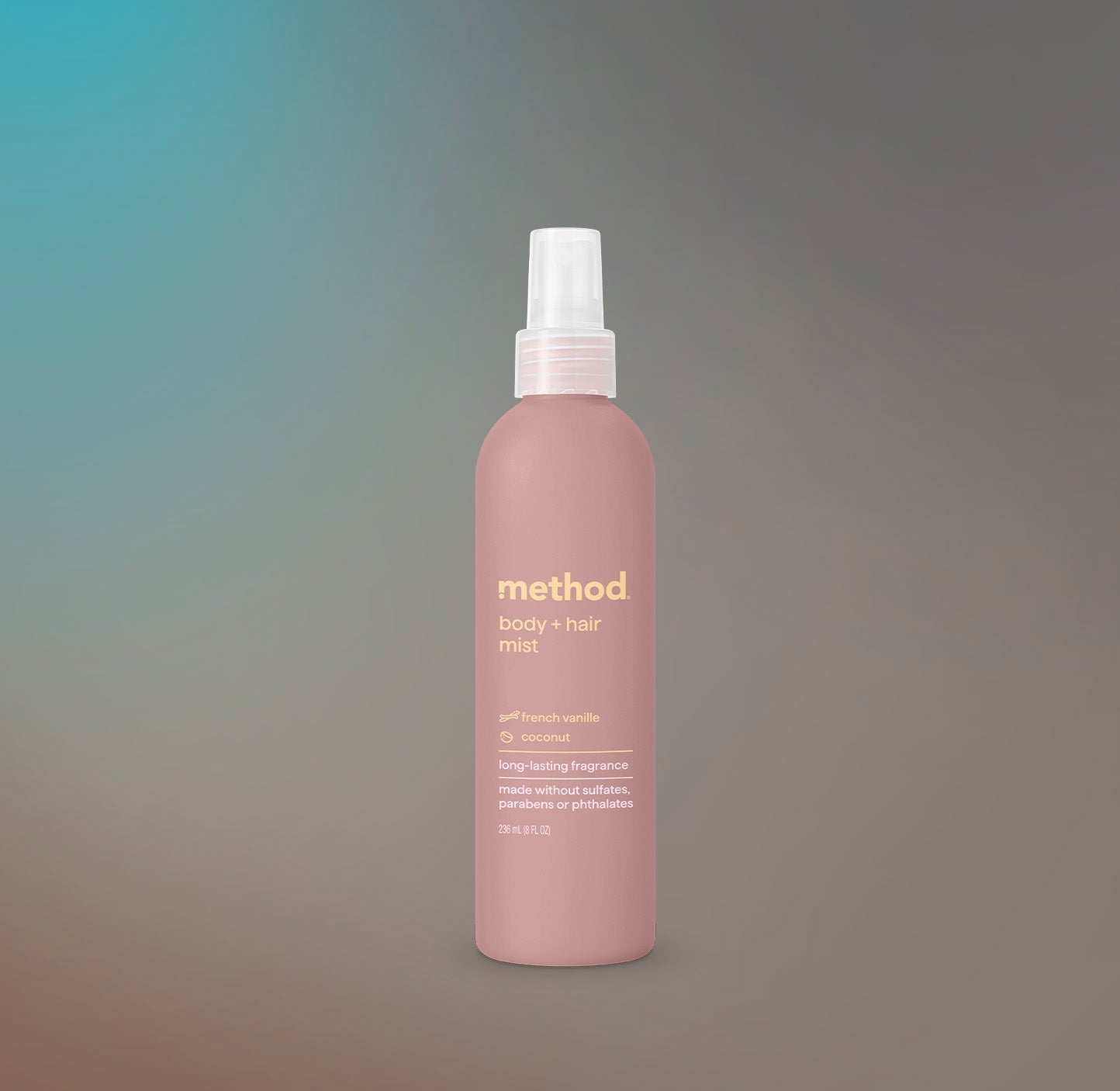 body + hair mist - french vanille + coconut, 8 fl oz – method products