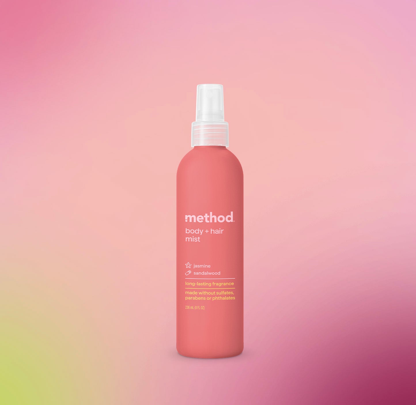 body + hair mist - jasmine + sandalwood, 8 fl oz – method products