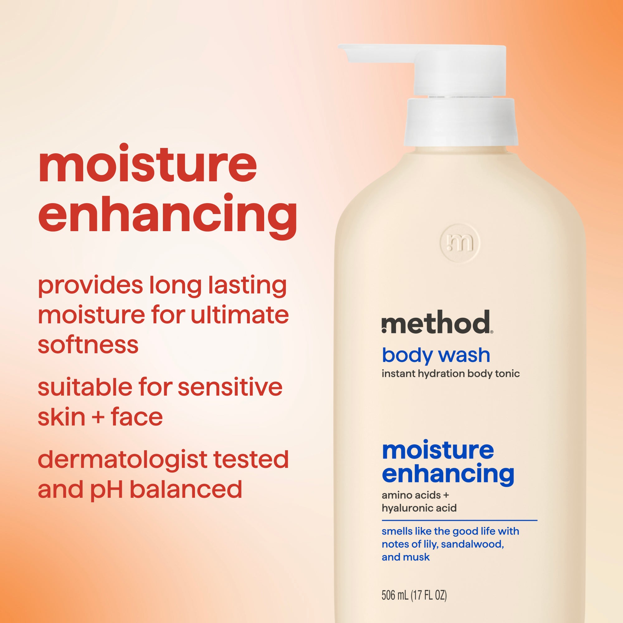 body wash tonic - moisture enhancing, amino acids + hyaluronic acid, 17 fl oz