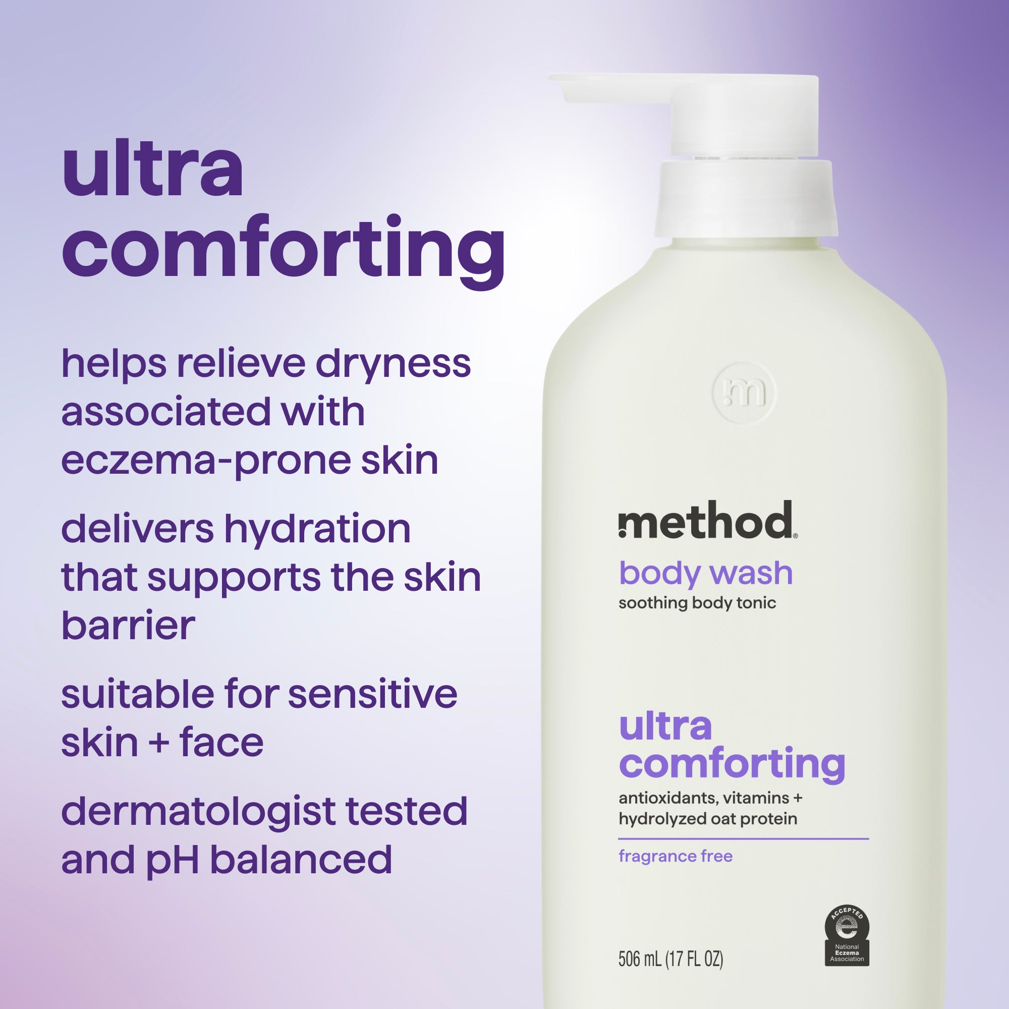 body wash tonic - ultra comforting, antioxidants, vitamins + hydrolyzed oat protein, 17 fl oz