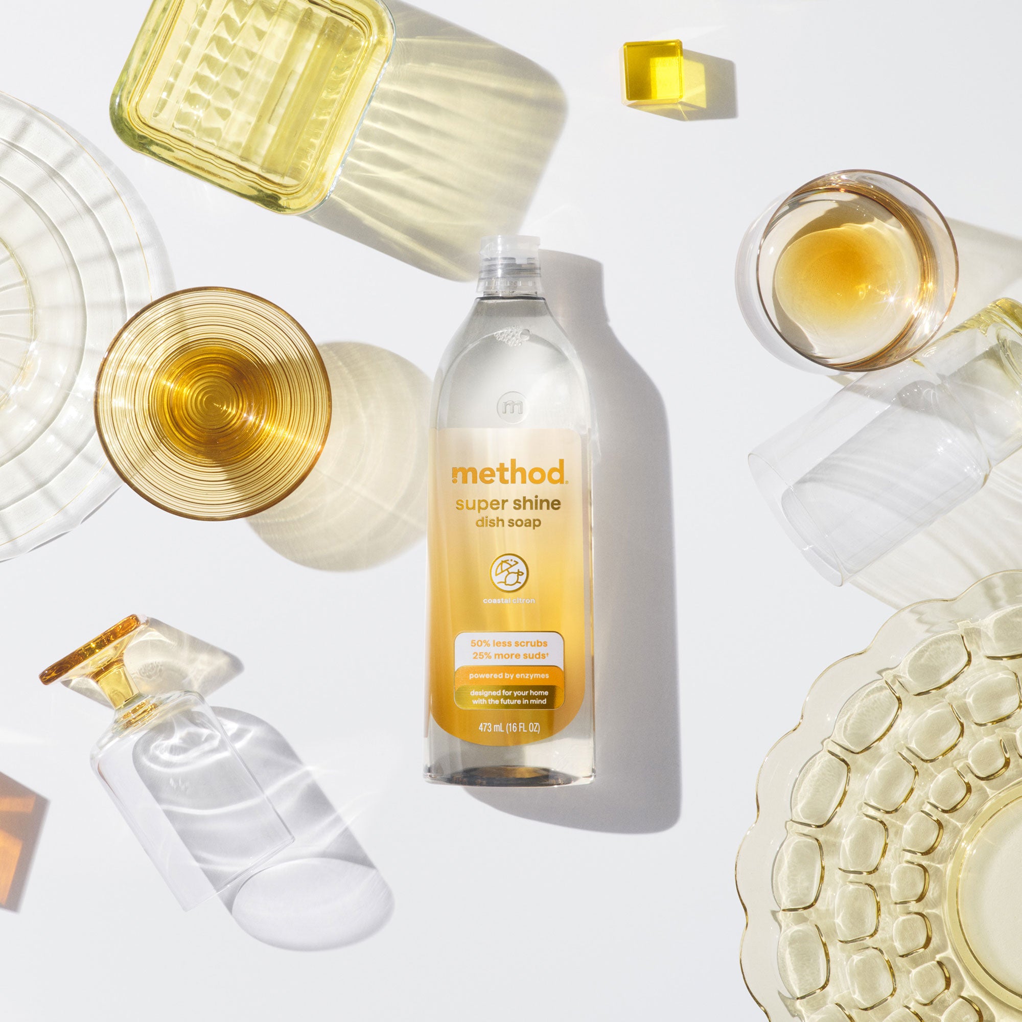 super shine liquid dish soap - coastal citron, 16 fl oz