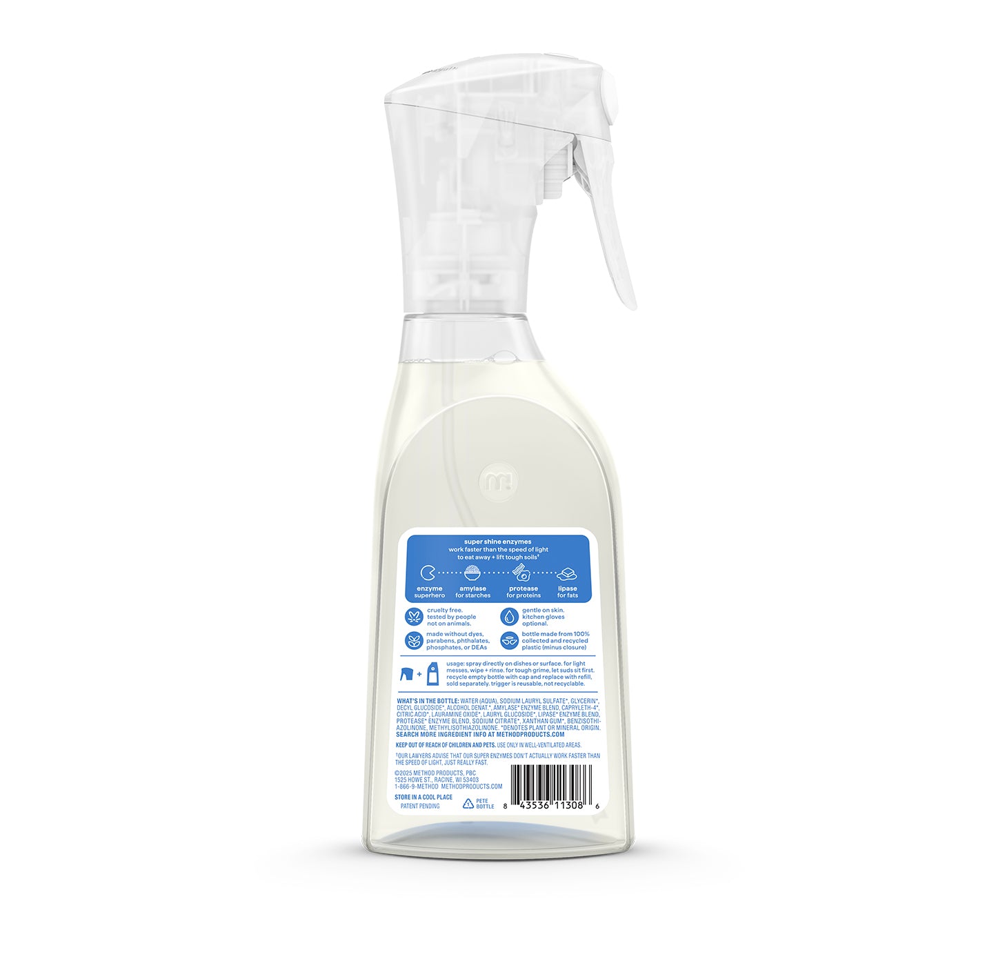 super shine foaming dish spray - free + clear, 16 fl oz