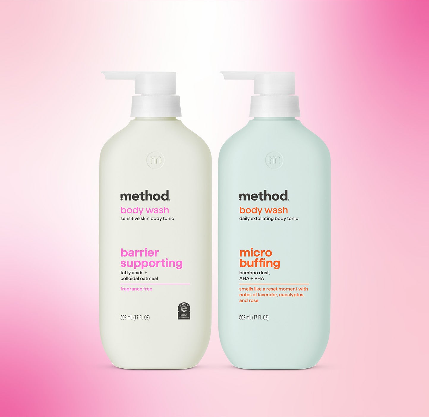 soft radiance barrier supporting + micro buffing body wash tonic bundle, 34 fl oz