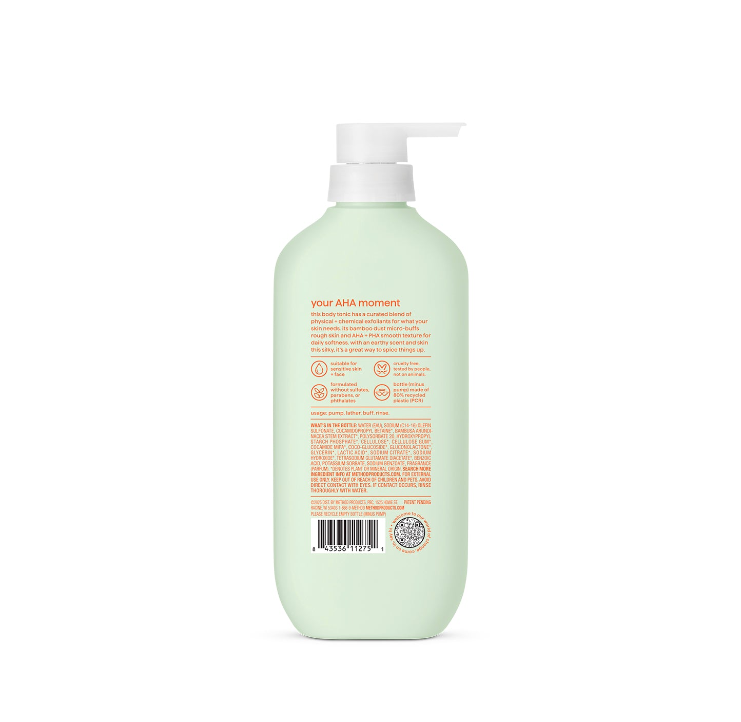 body wash tonic - micro buffing, bamboo dust , AHA + PHA, 17 fl oz