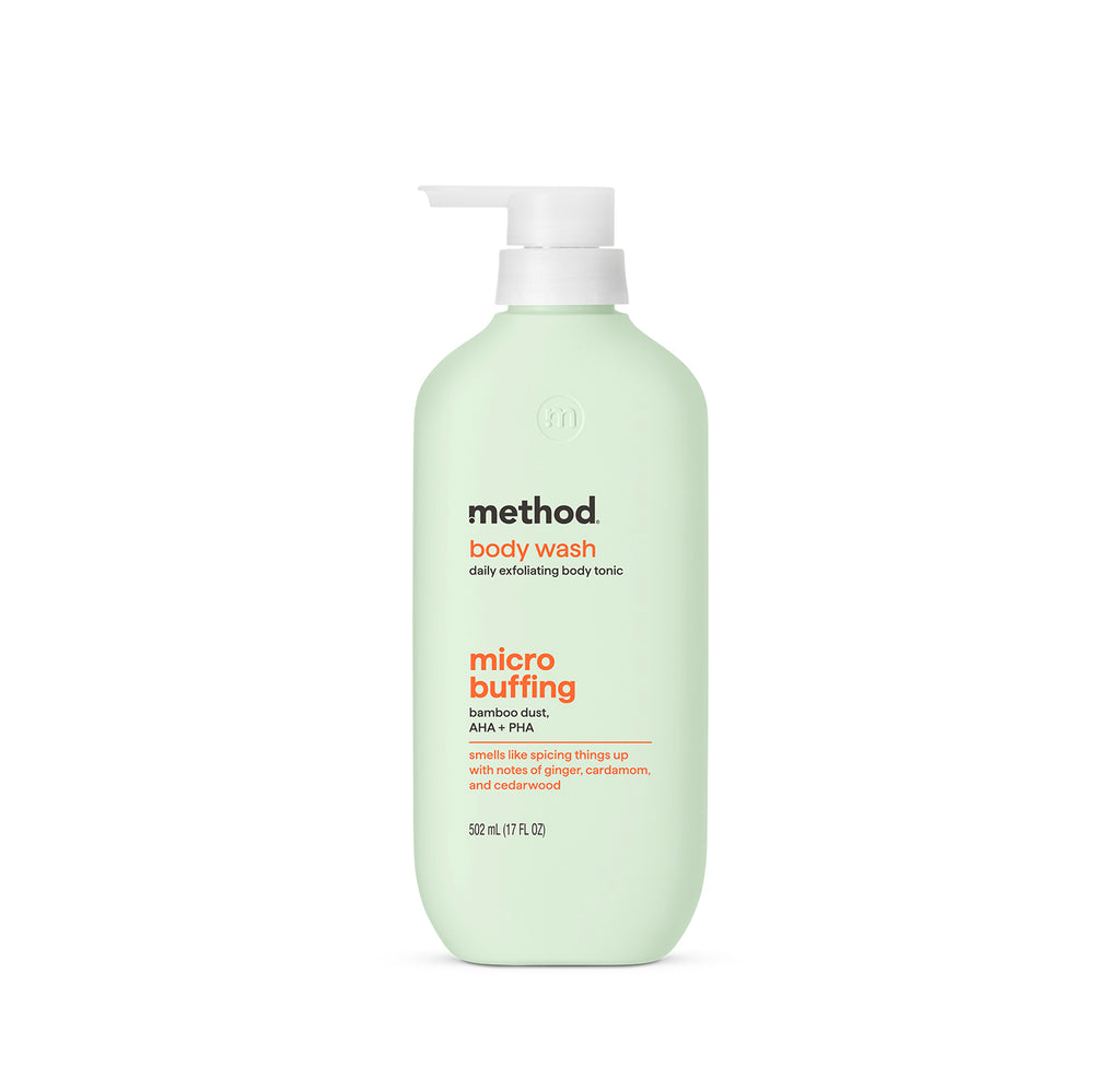 body wash tonic micro buffing bamboo dust AHA + PHA