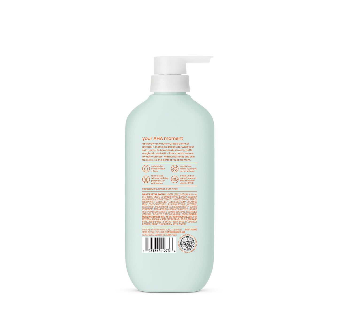 body wash tonic - micro buffing, bamboo dust, AHA + PHA, 17 fl oz
