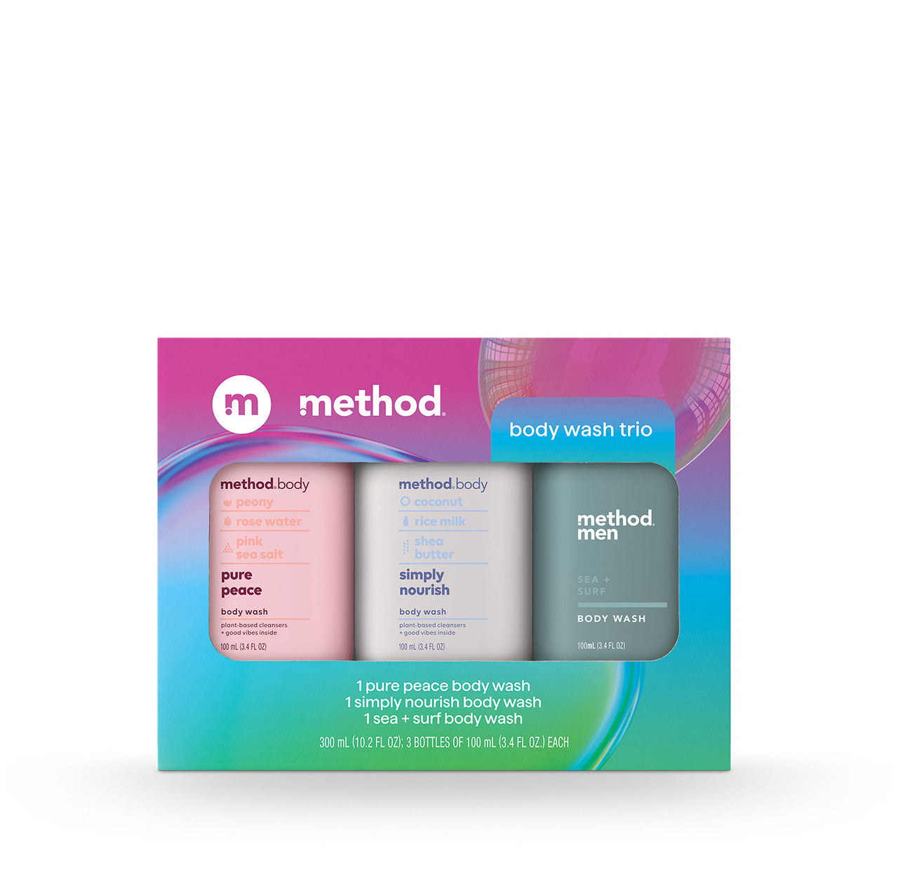 travel-sized gift set body wash trio, 10.2 oz – method products