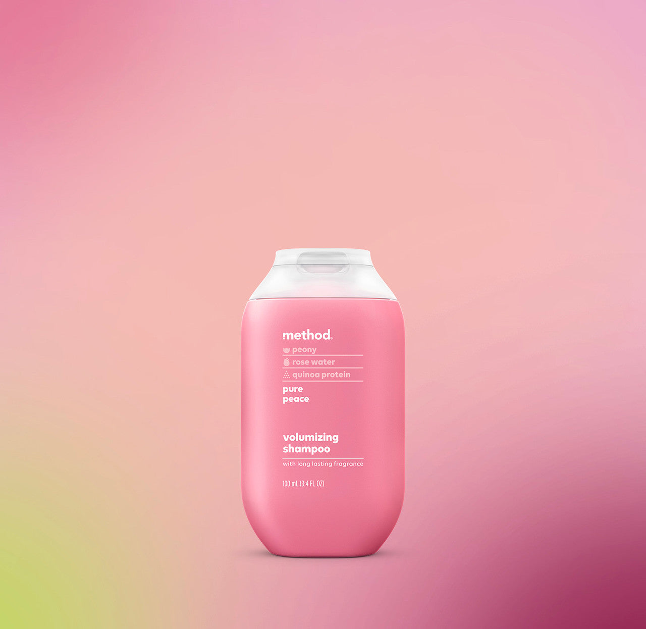 travel size pure peace shampoo, peony, rose water + quinoa protein
