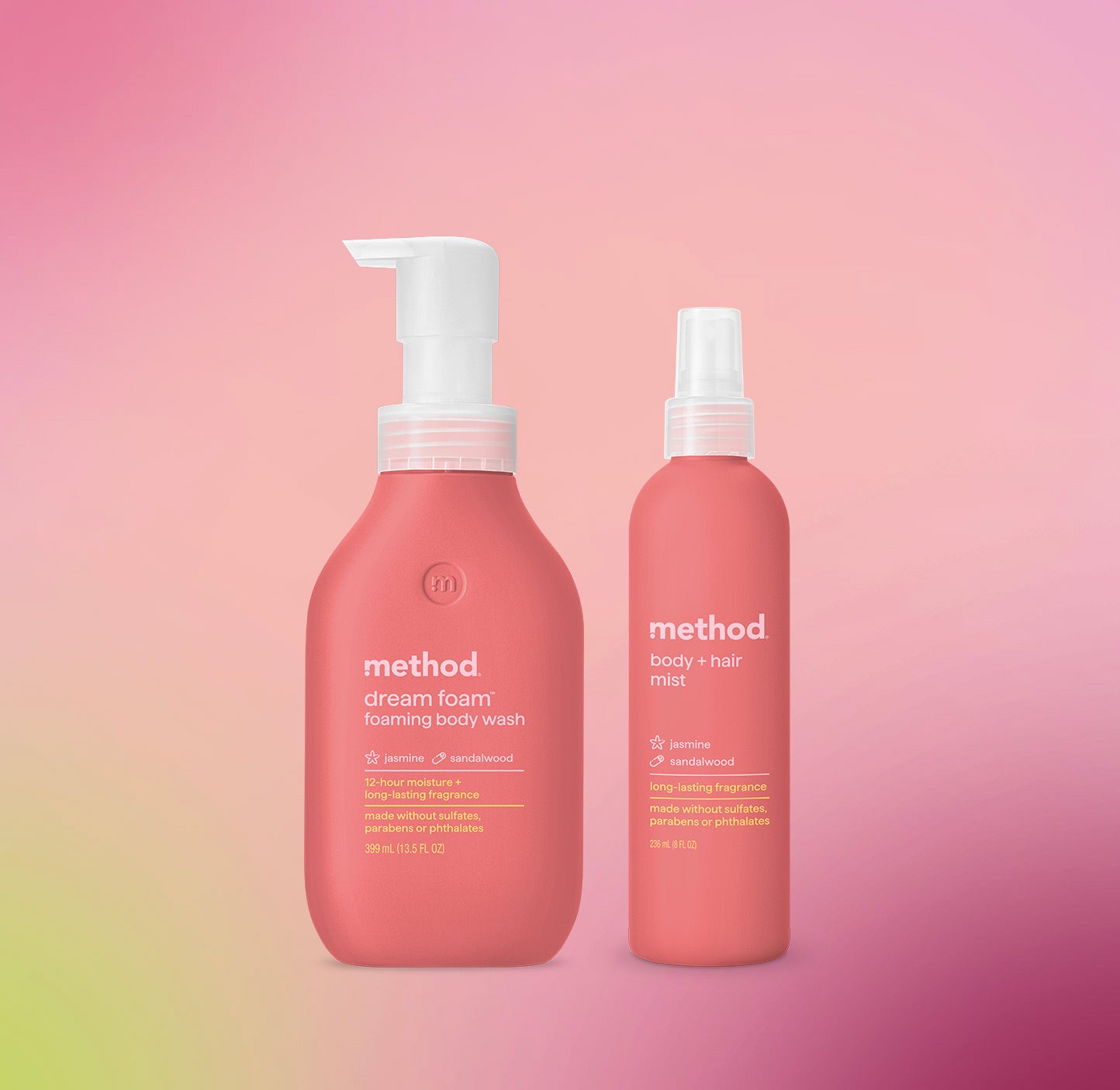jasmine + sandalwood body wash + mist duo – method products